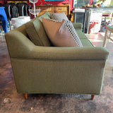Mid-century Green Tweed Loveseat - 56" L Sofa CANDID HOME