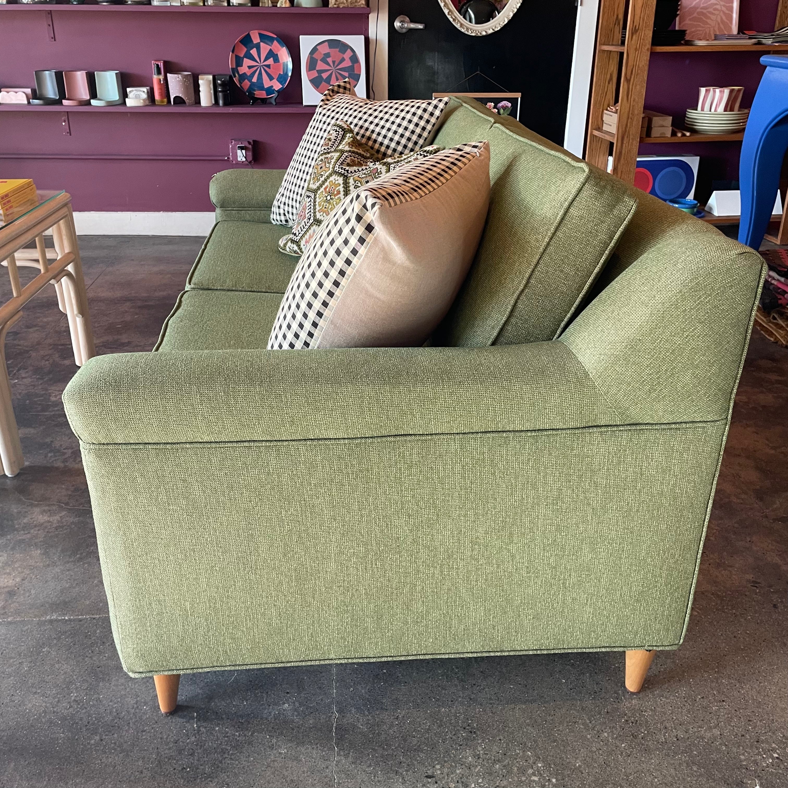 Mid-century Green Tweed Loveseat - 56" L Sofa CANDID HOME