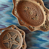 1970's Vintage Woven Rattan Trays