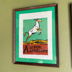 MCM Vintage Alphabet Art by C.B. Falls Artwork CANDID HOME antelope