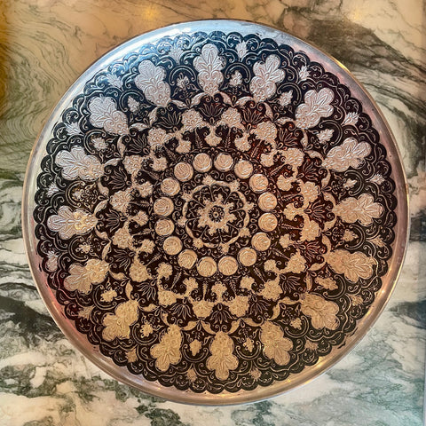Vintage Indian Silver + Enamel Plate