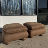 Vintage Reupholstered Brown Linen Ottomans - 1 Available Ottomans CANDID HOME