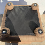 Vintage Reupholstered Brown Linen Ottomans - 1 Available Ottomans CANDID HOME