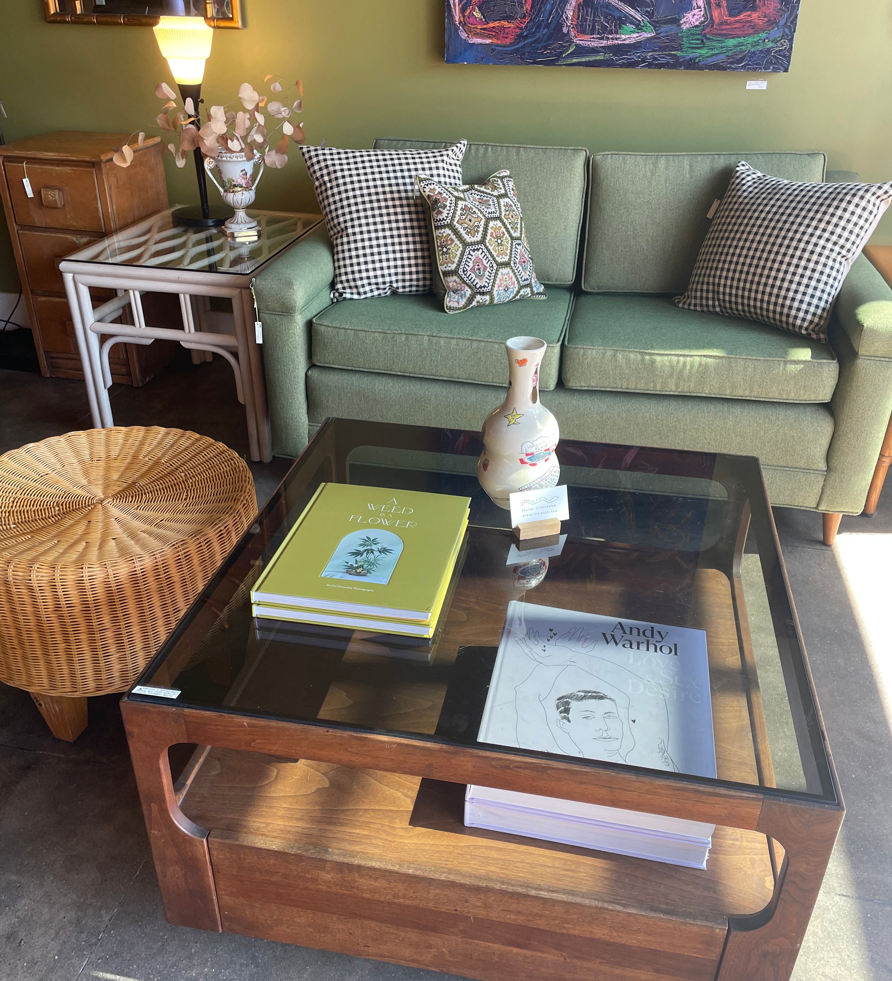 1970's Walnut + Glass Coffee Table by Brown Saltman coffee table brittany pham