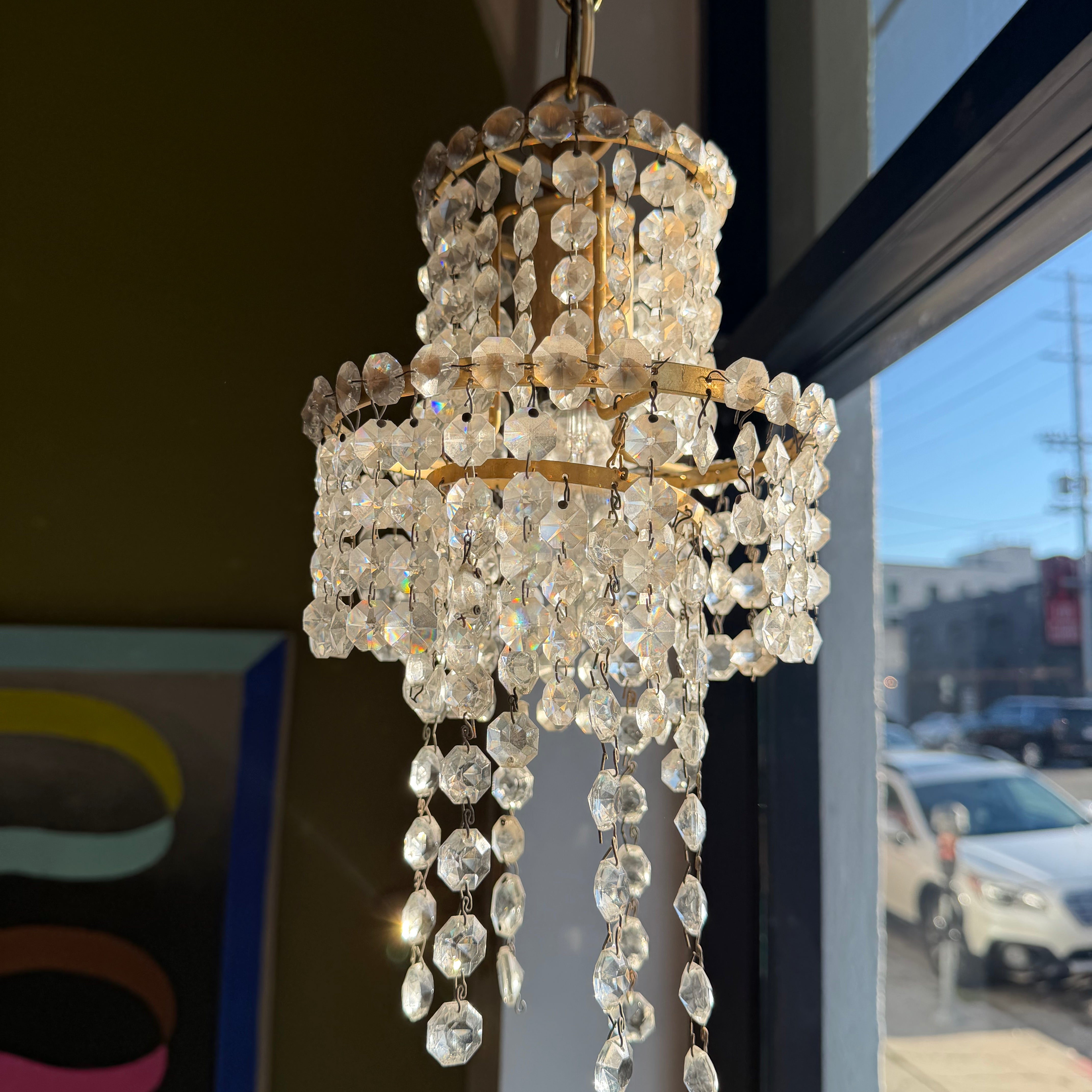 Antique Crystal + Brass Pendant Light Lighting CANDID HOME