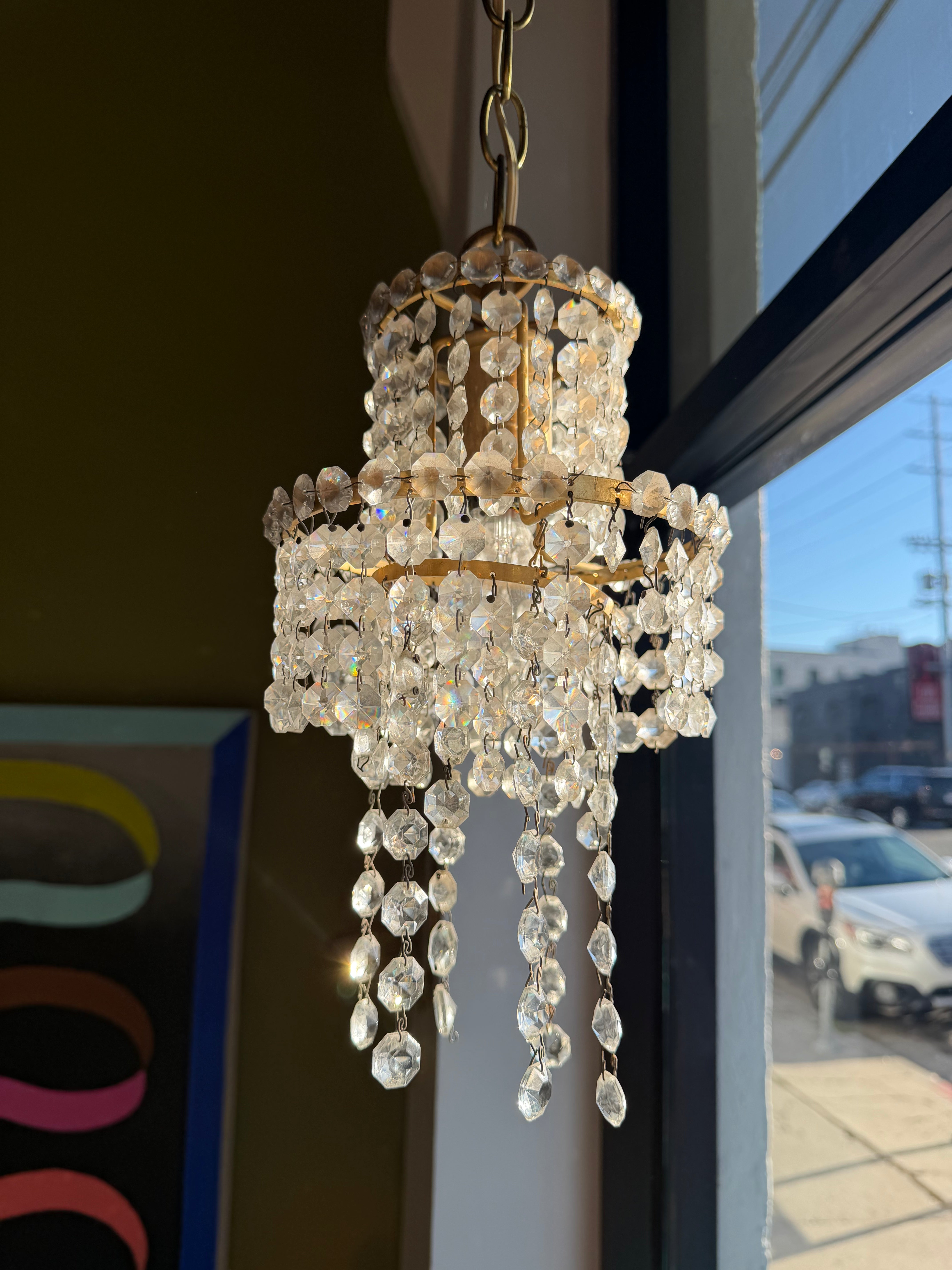 Antique Crystal + Brass Pendant Light Lighting CANDID HOME