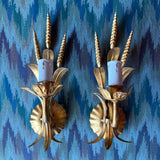 Antique Italian Brass Double Sconce - A Pair Lighting CANDID HOME