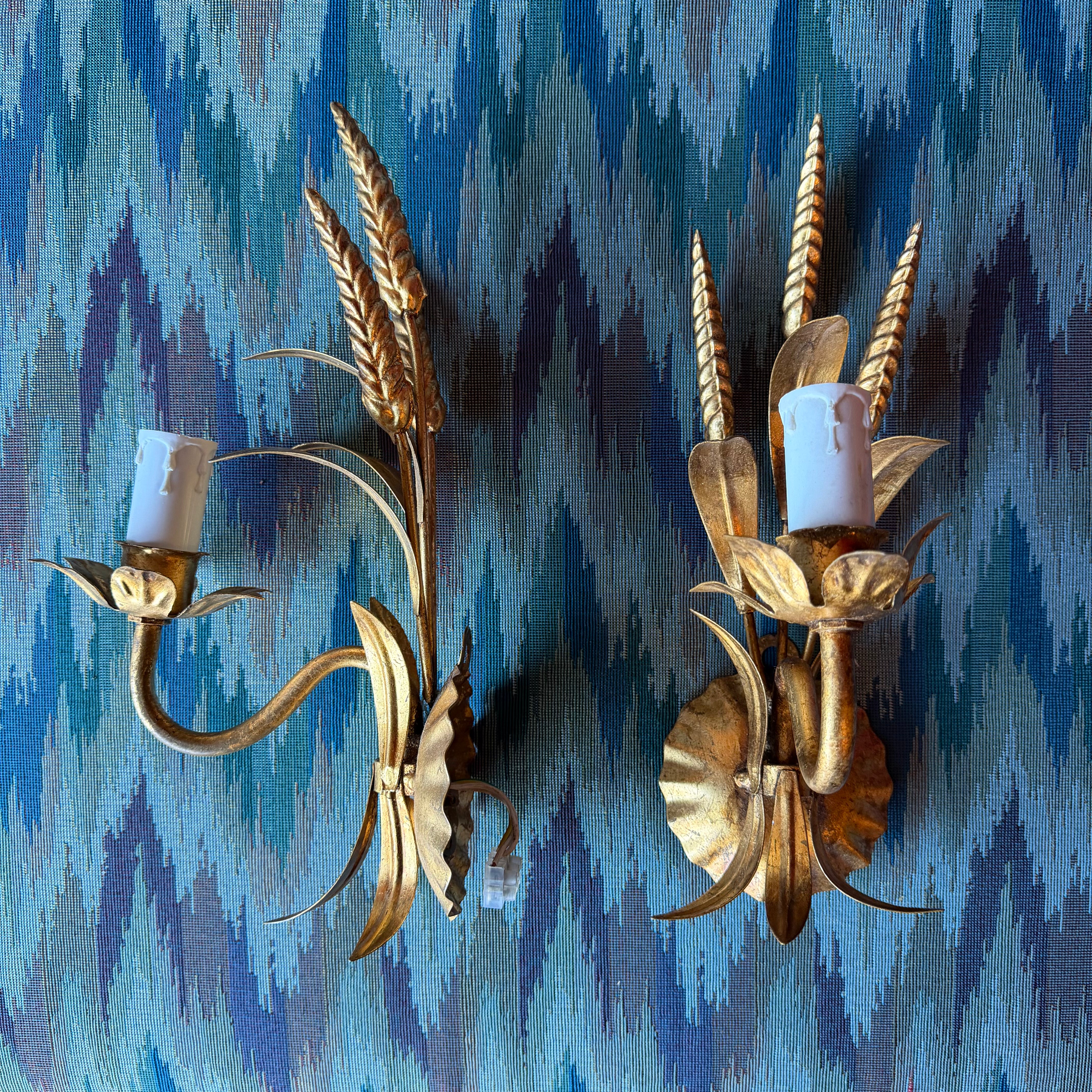 Antique Italian Brass Double Sconce - A Pair Lighting CANDID HOME