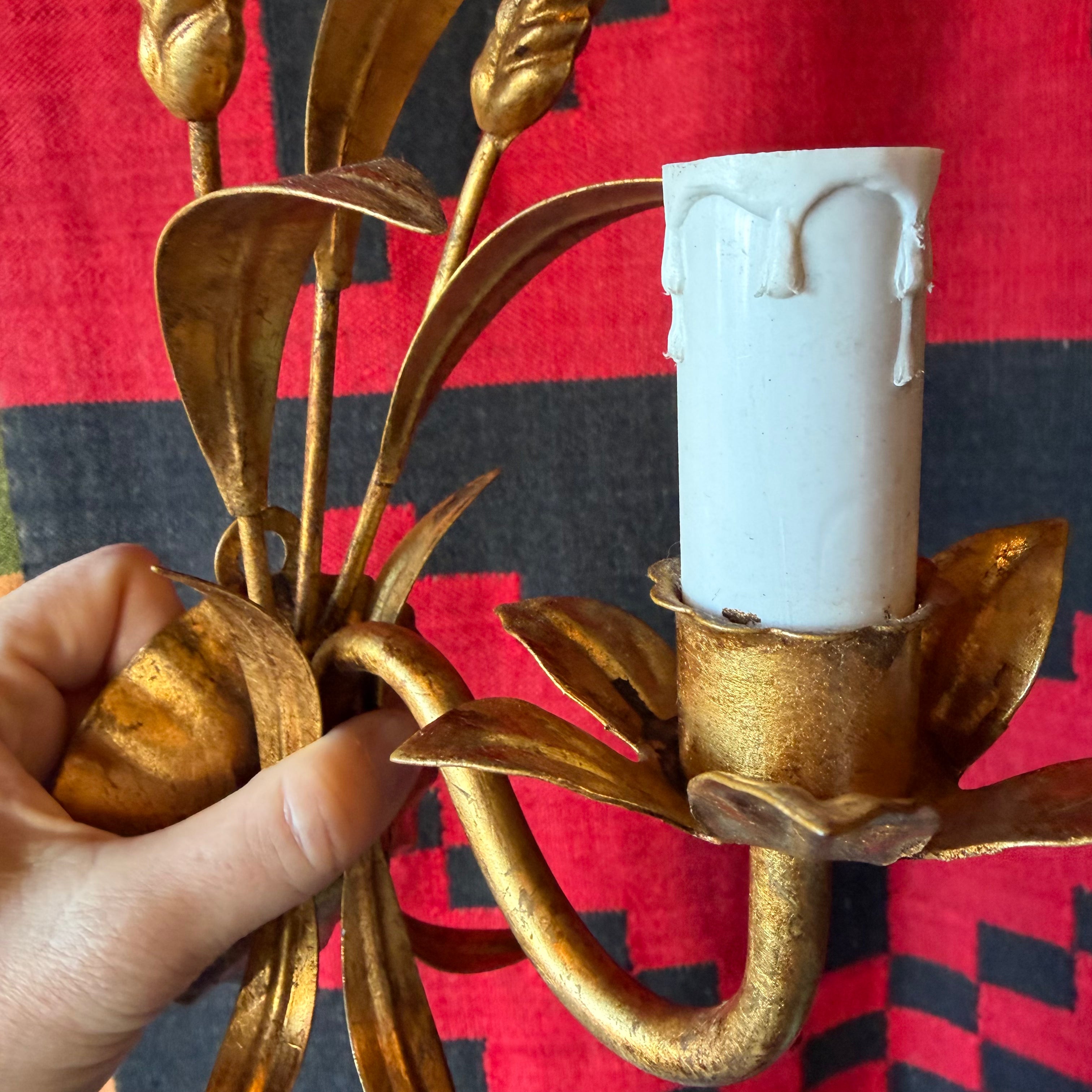 Antique Italian Brass Double Sconce - A Pair Lighting CANDID HOME