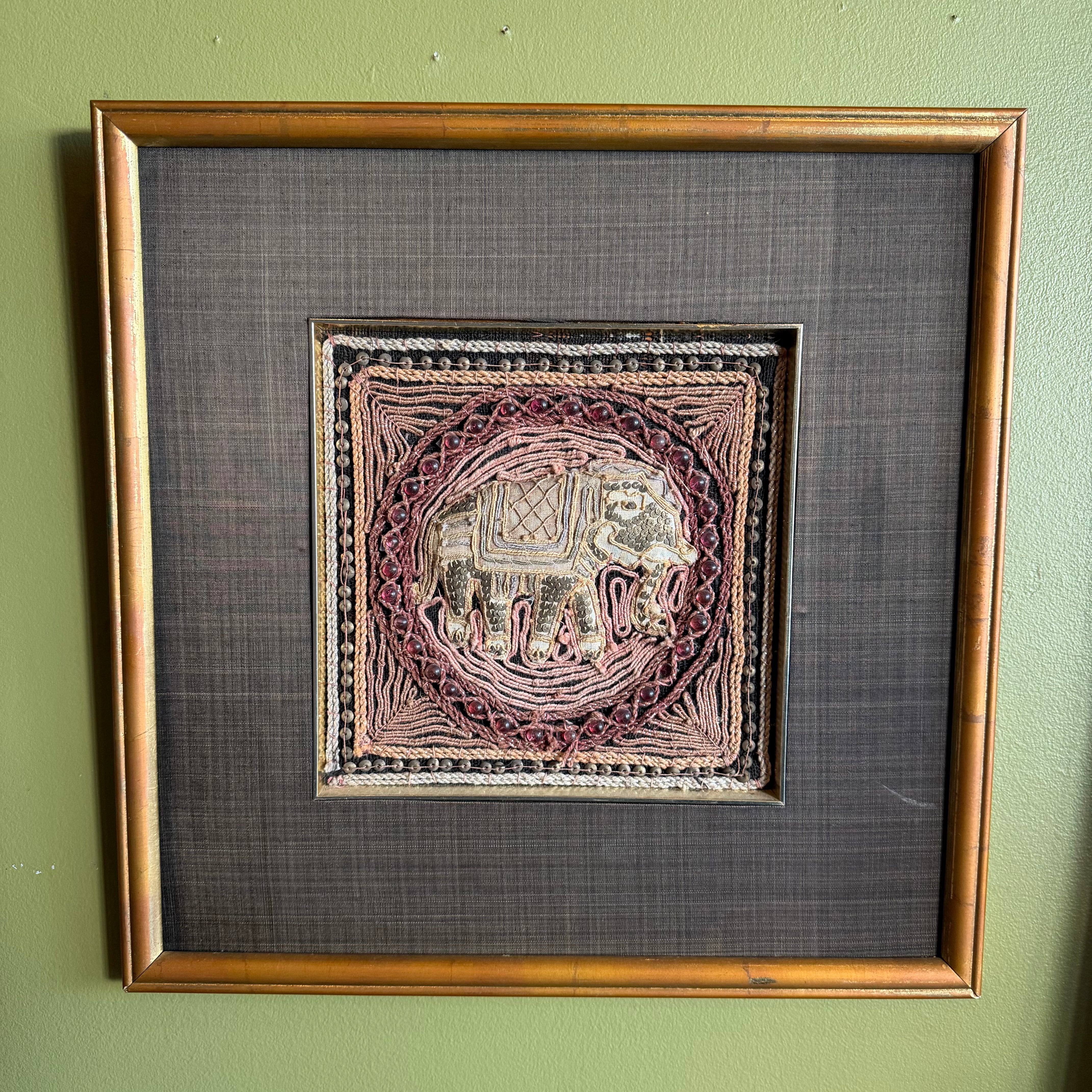 Mid-century Thai Framed Textile Art - Price for Each Artwork CANDID HOME Elephant