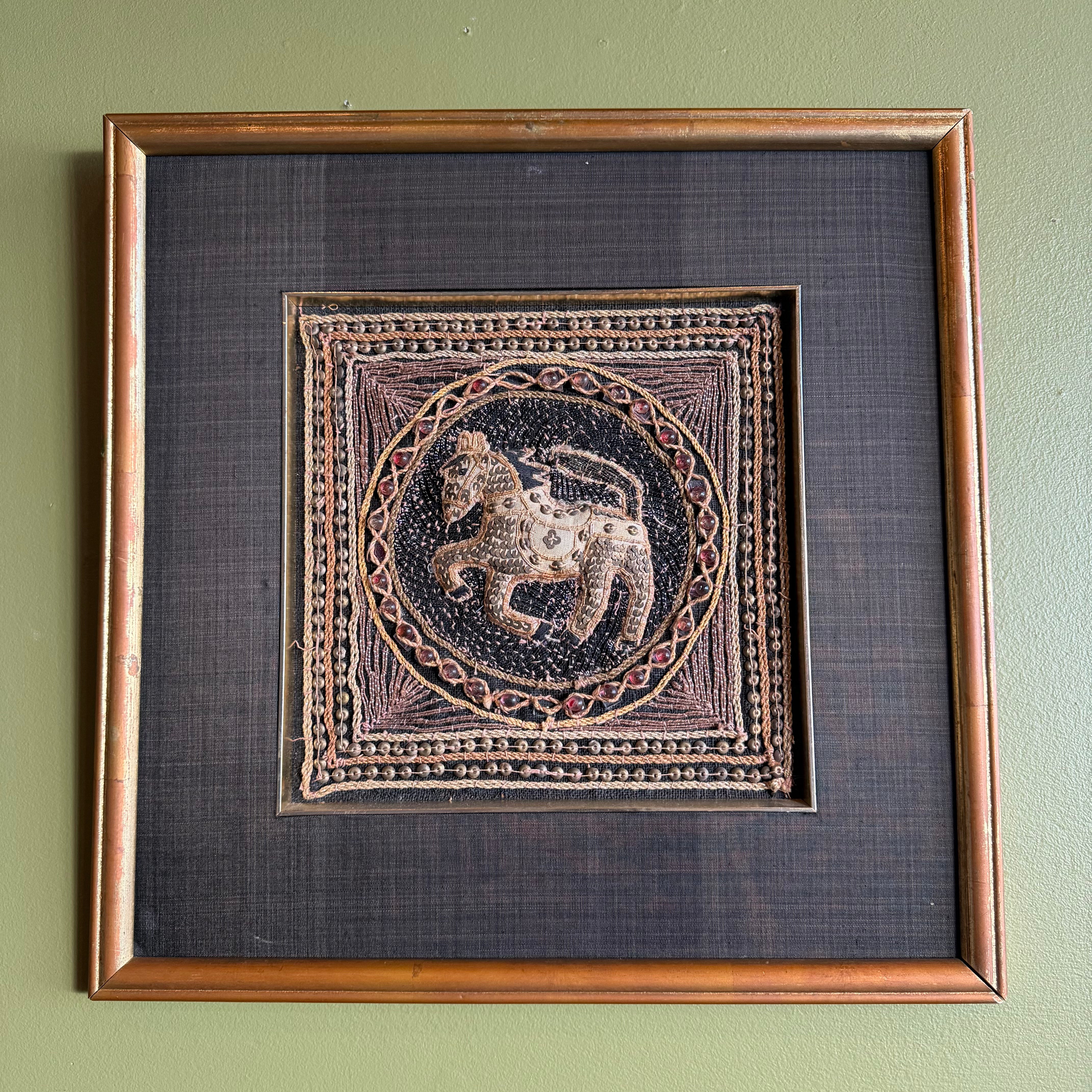 Mid-century Thai Framed Textile Art - Price for Each Artwork CANDID HOME Horse