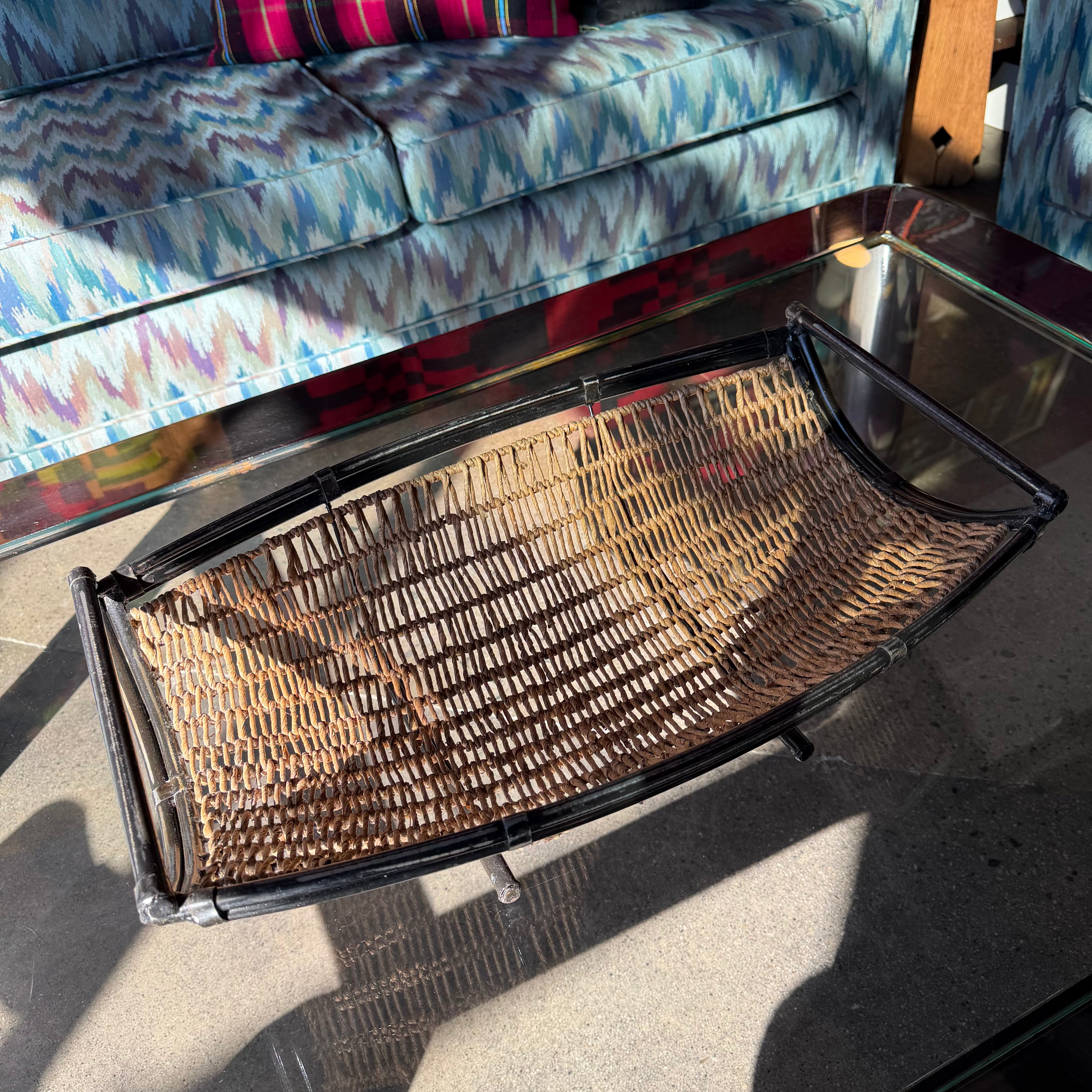 Mid-Century Rattan and Iron Basket basket CANDID HOME