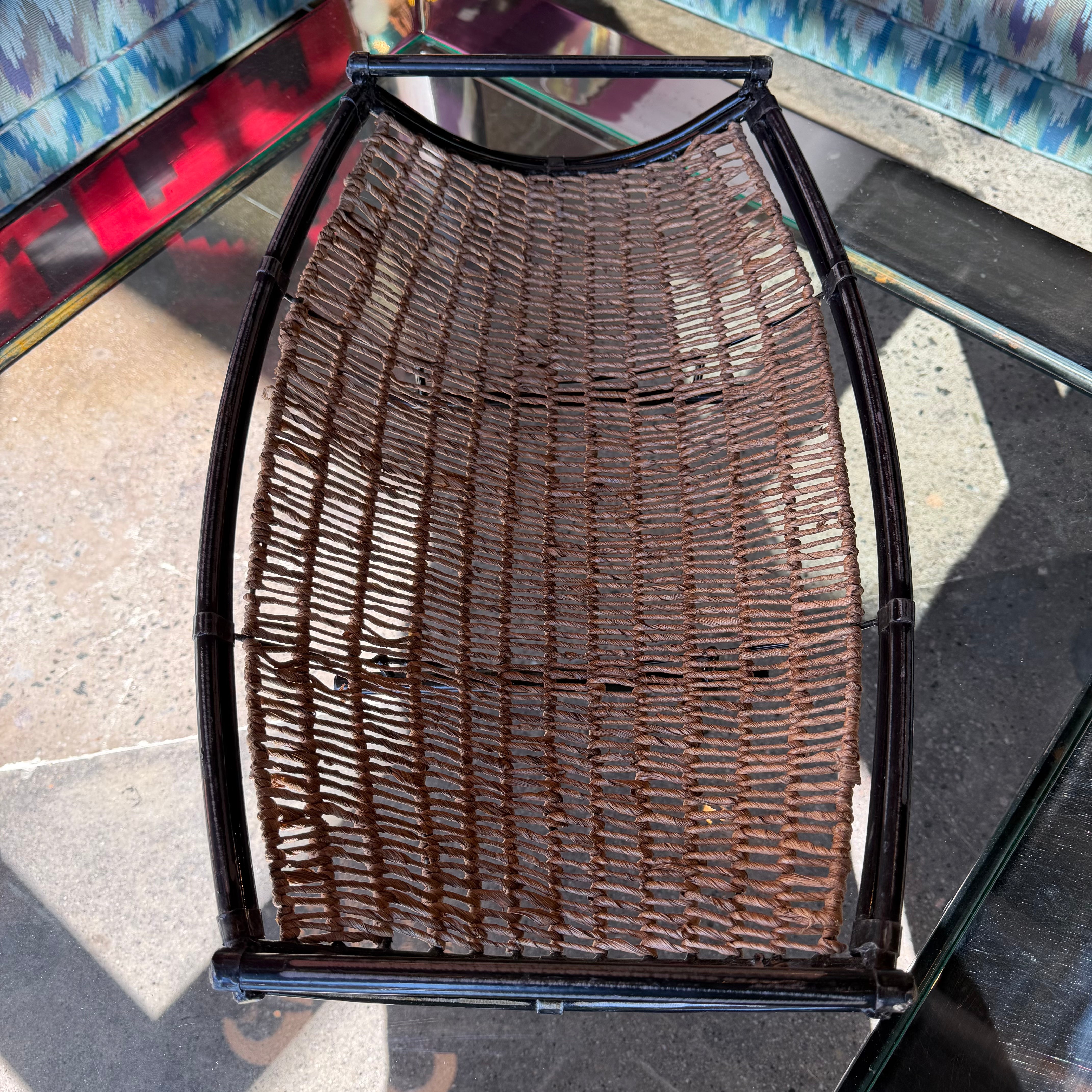 Mid-Century Rattan and Iron Basket basket CANDID HOME
