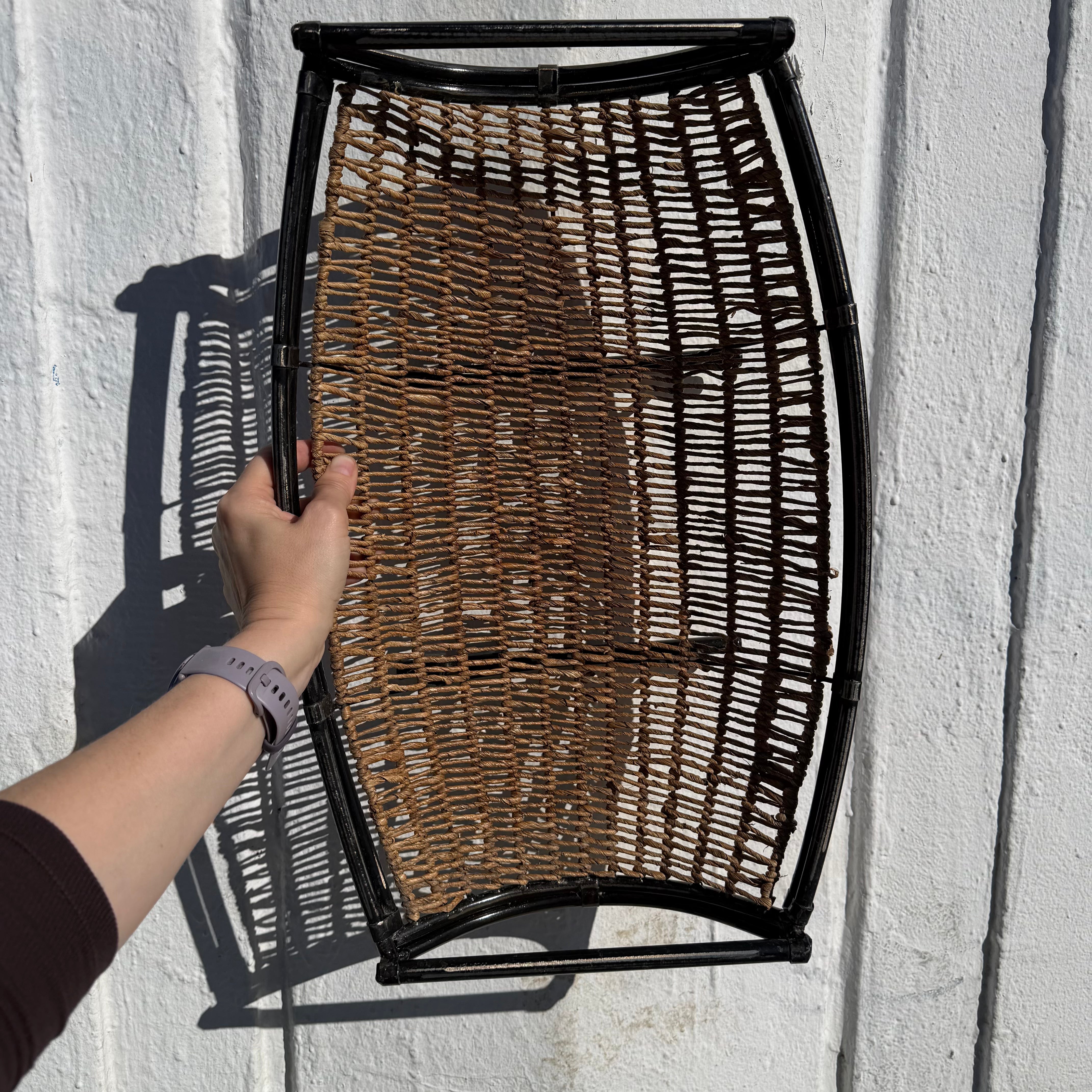 Mid-Century Rattan and Iron Basket basket CANDID HOME