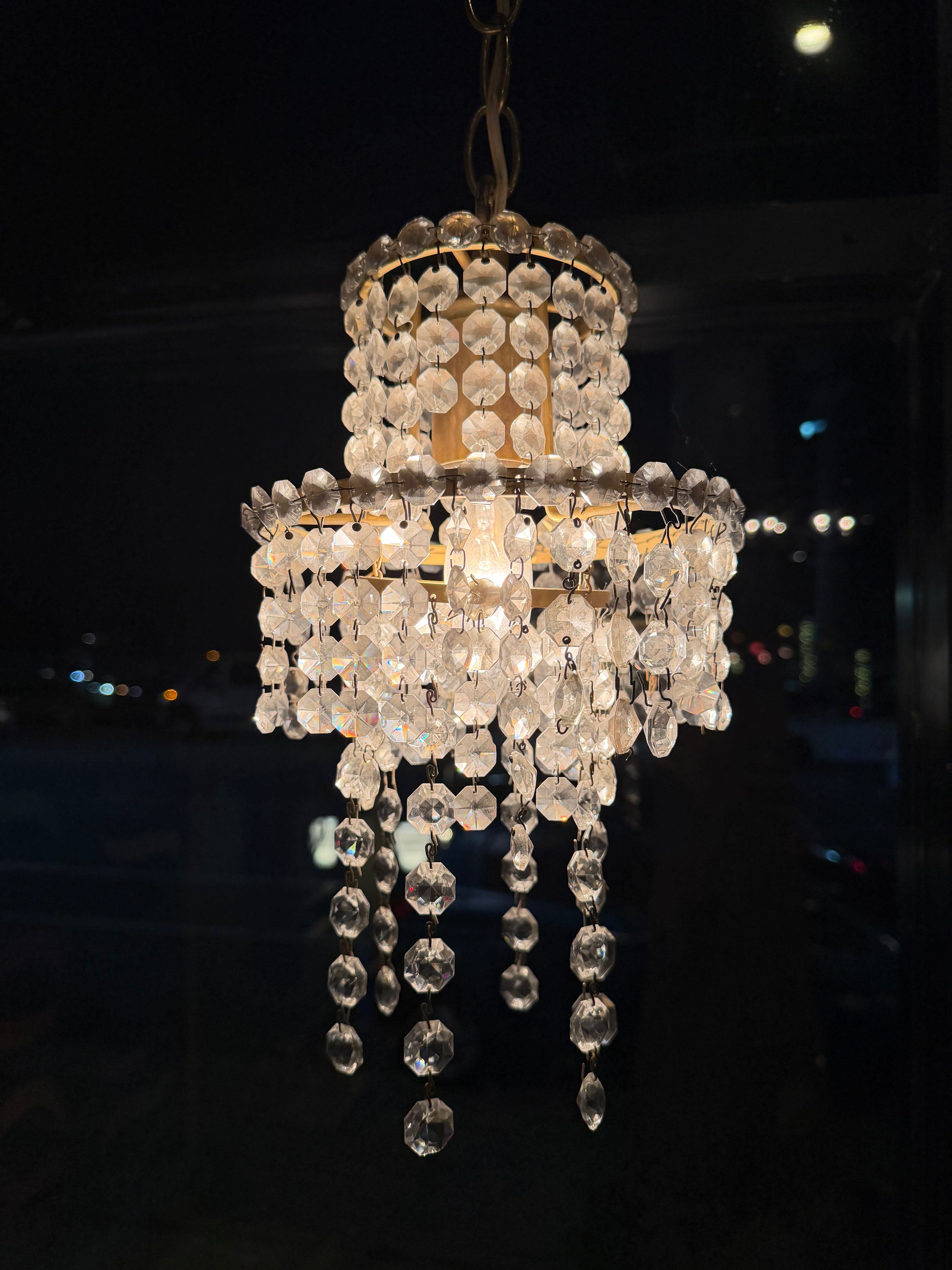 Antique Crystal + Brass Pendant Light Lighting CANDID HOME