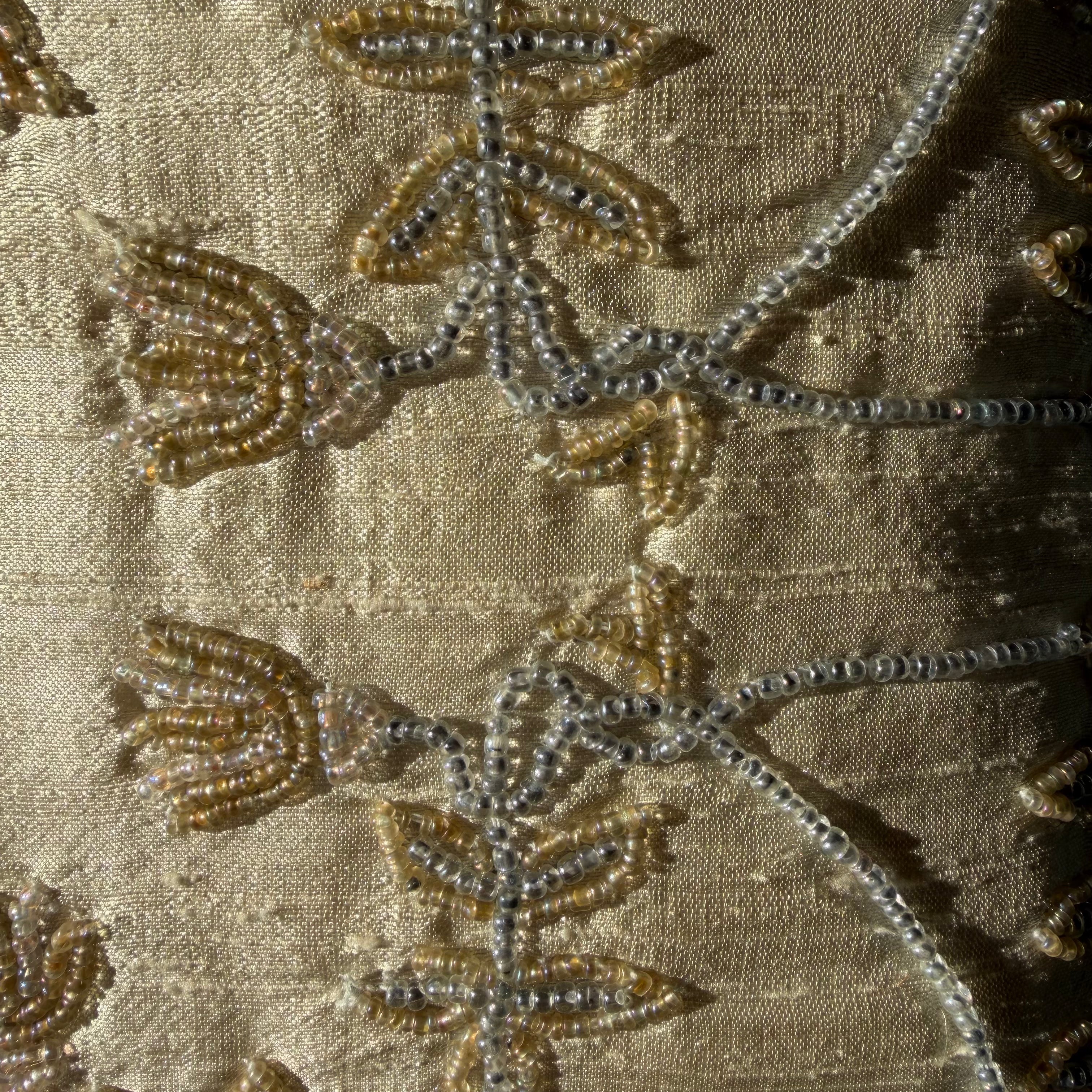 Vintage Indian Beaded Silk Pillow Pillows CANDID HOME