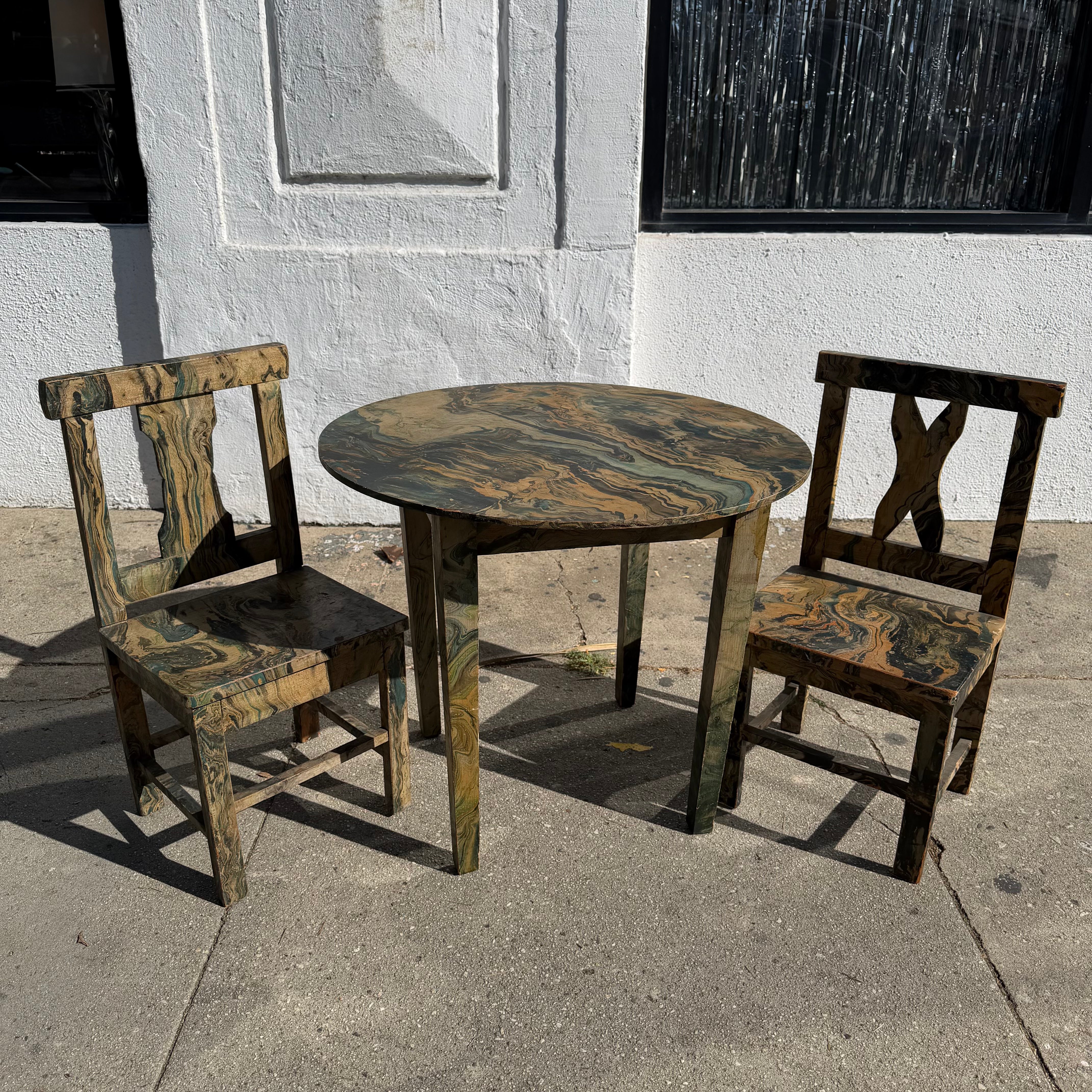 Vintage Marble Paper Kids Table + Chair Set kids furniture CANDID HOME