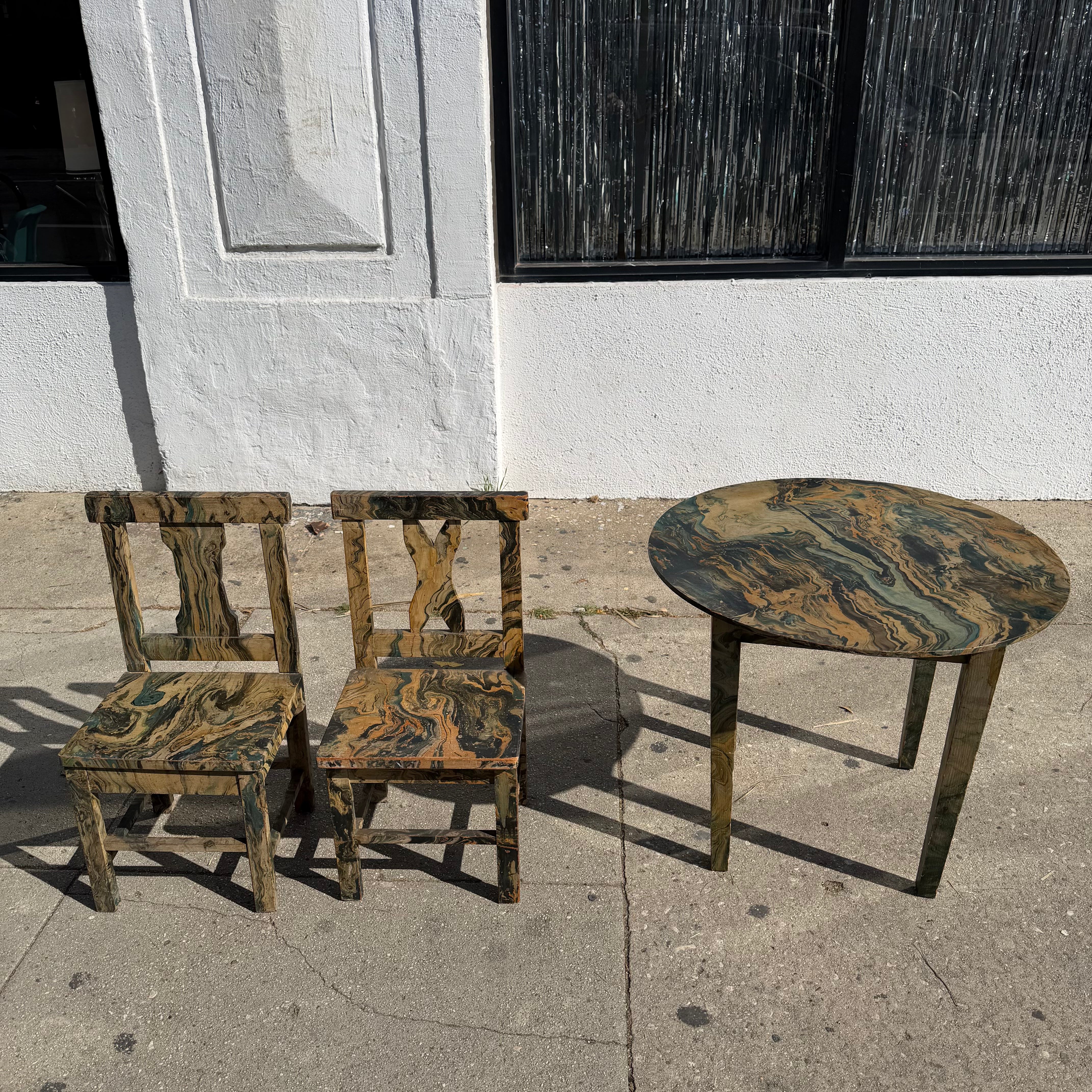 Vintage Marble Paper Kids Table + Chair Set kids furniture CANDID HOME