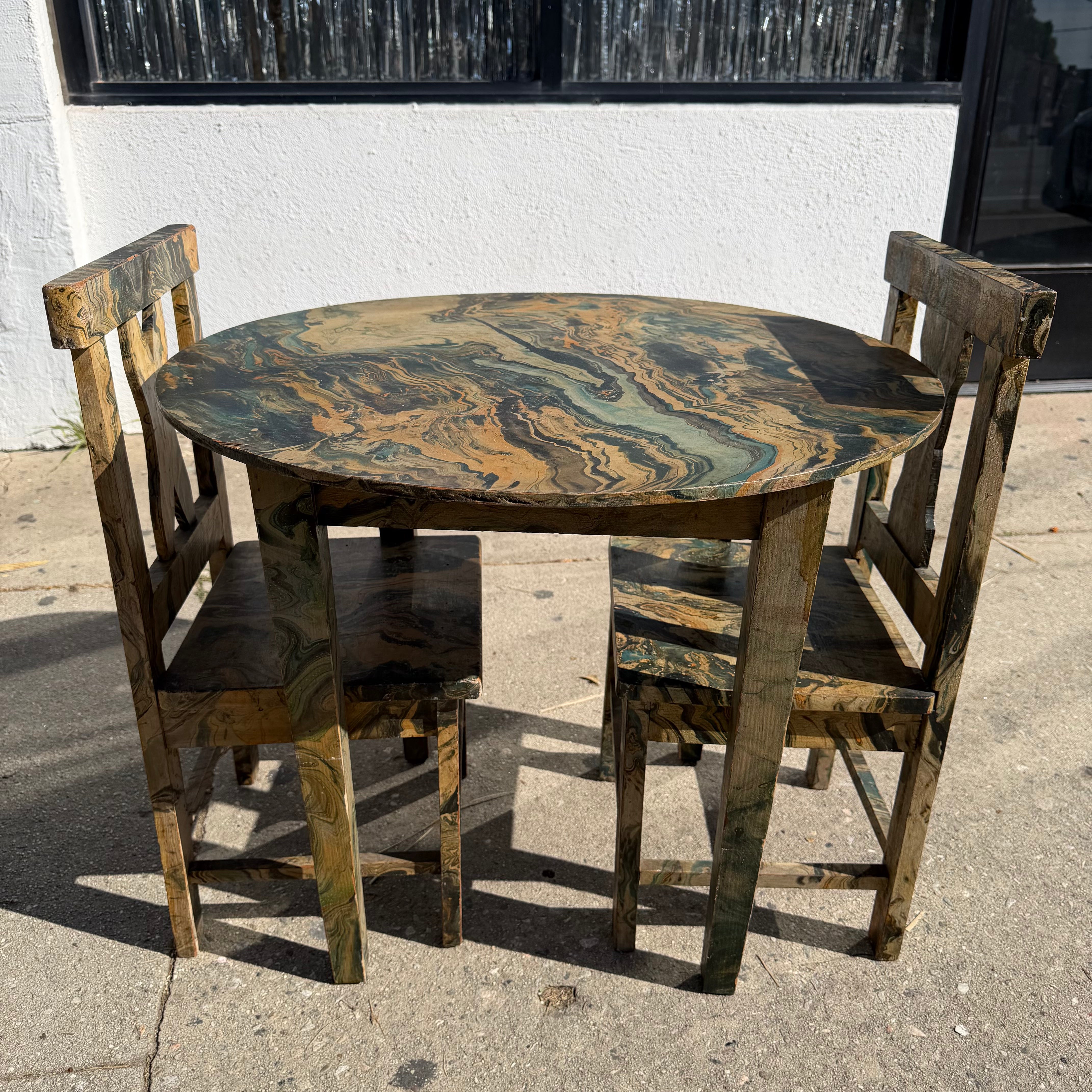 Vintage Marble Paper Kids Table + Chair Set kids furniture CANDID HOME