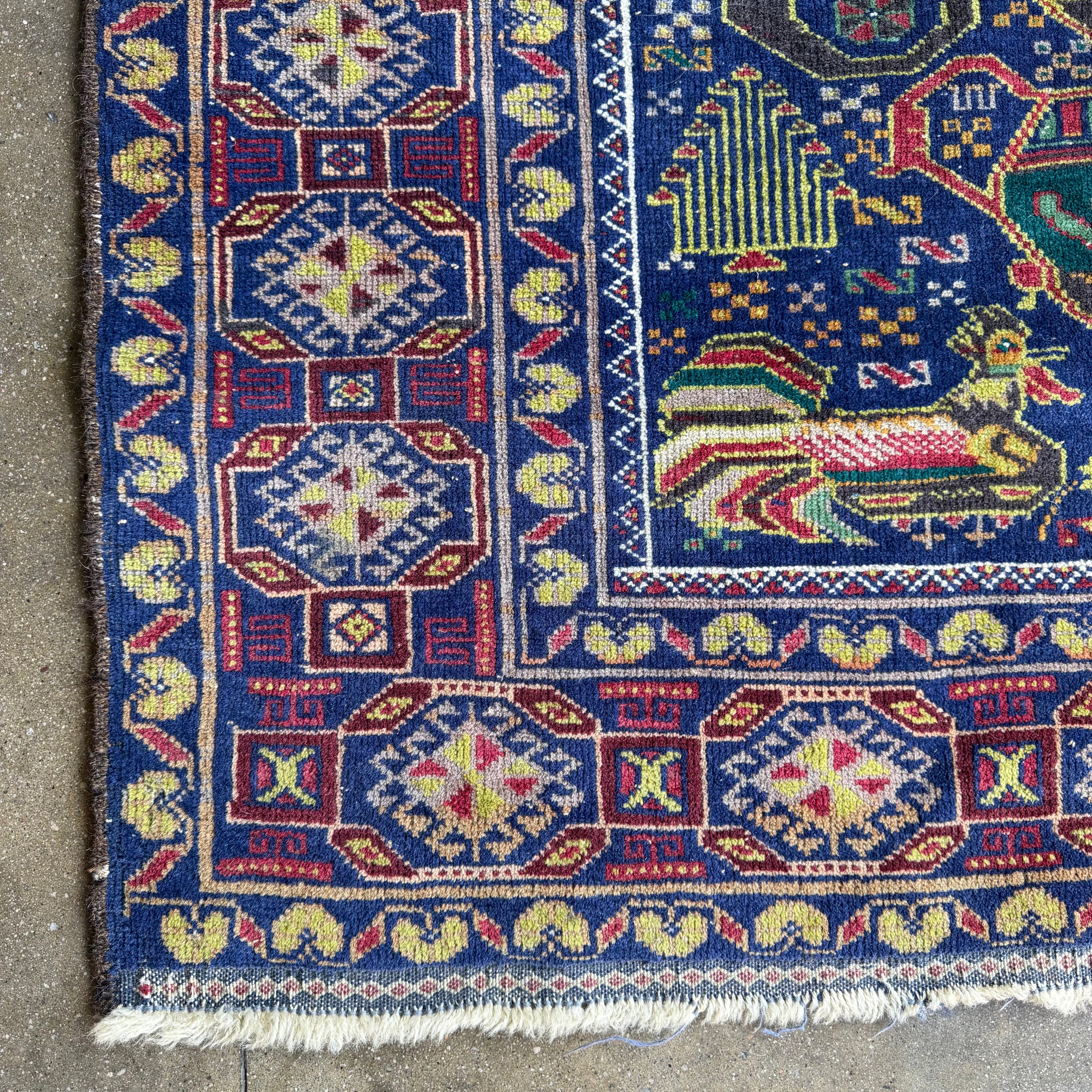 Vintage Afghan Baluchi Rug - 3'9" x 7'1" Rugs CANDID HOME
