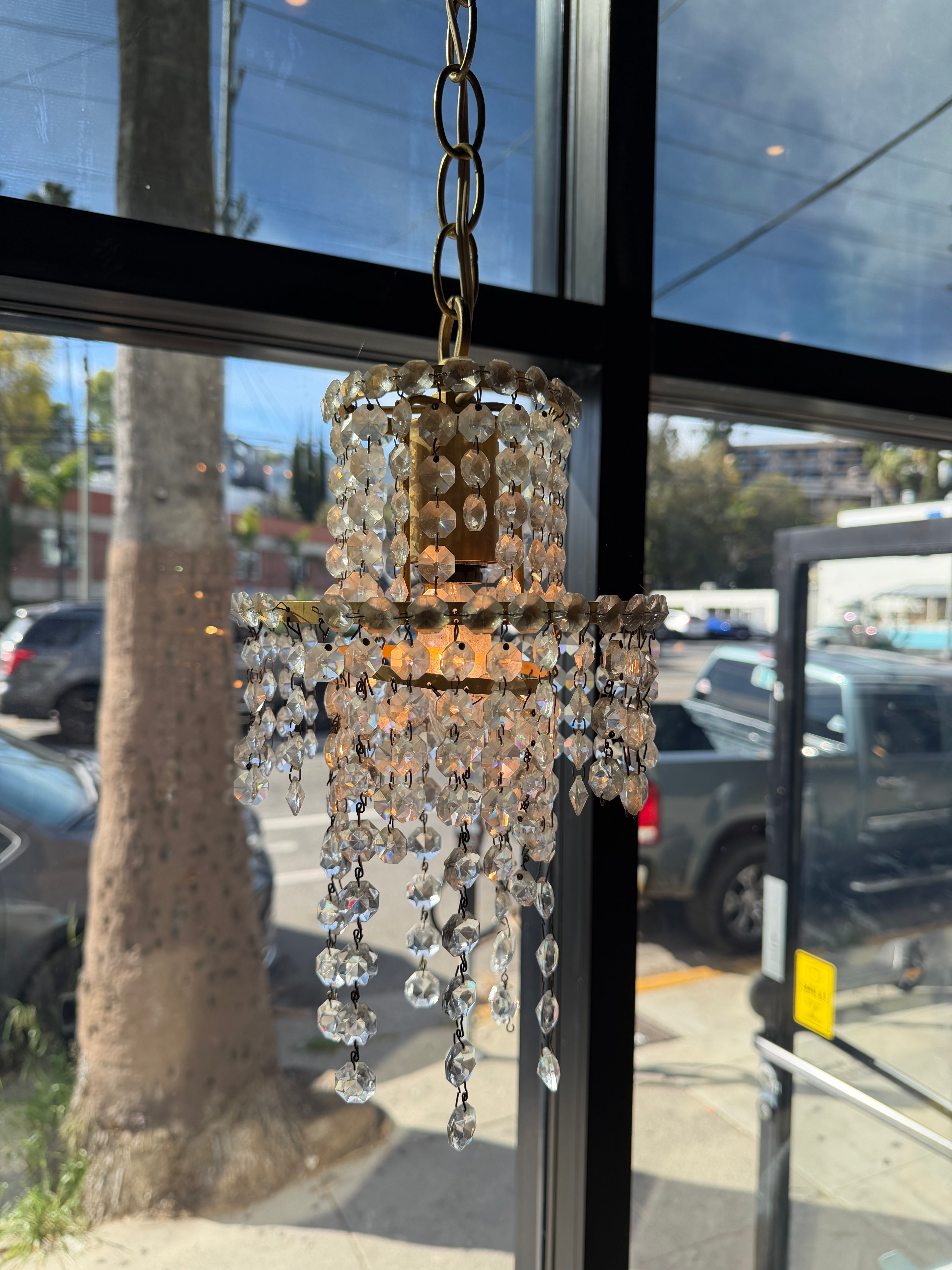 Antique Crystal + Brass Pendant Light Lighting CANDID HOME