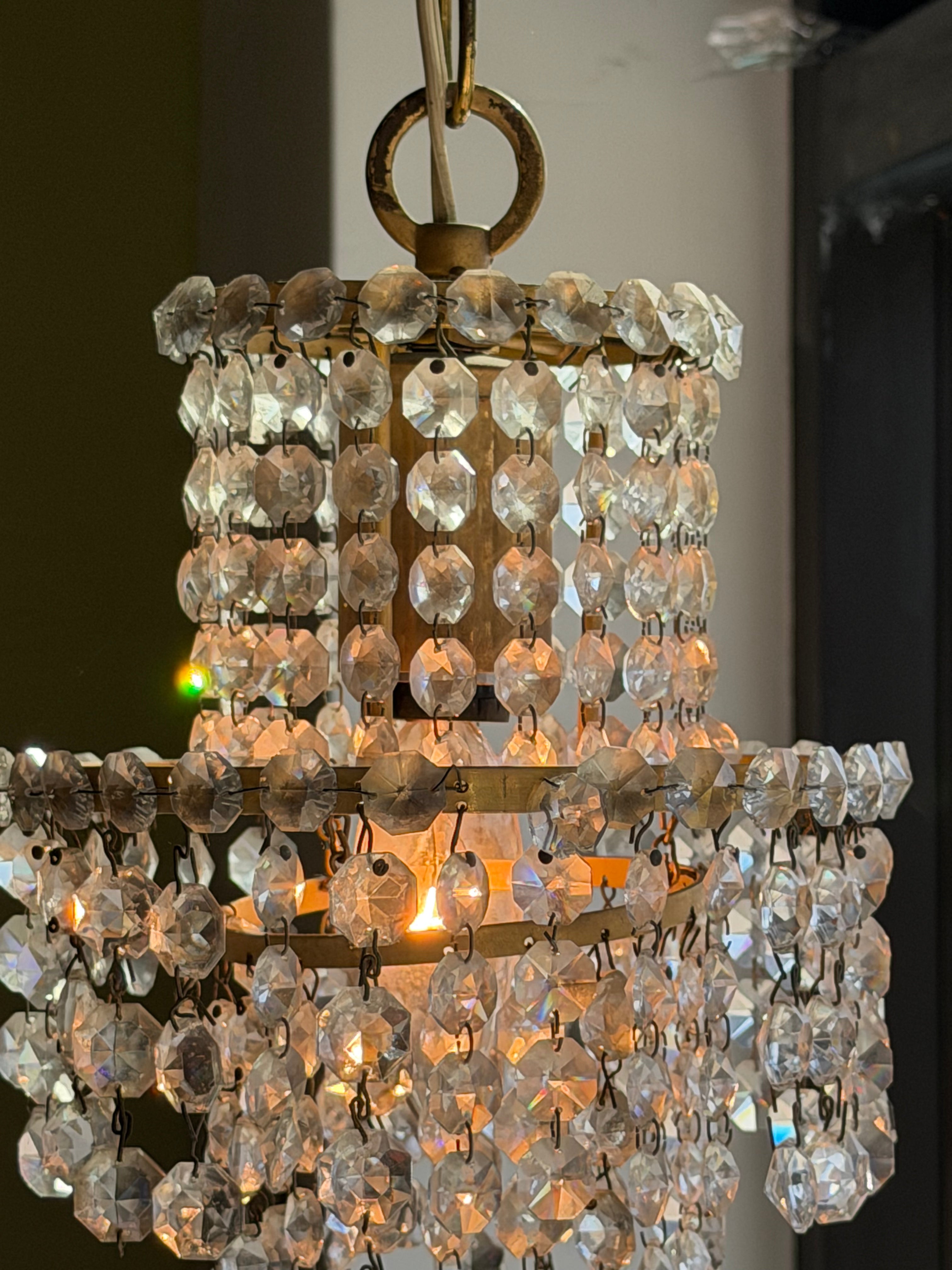 Antique Crystal + Brass Pendant Light Lighting CANDID HOME