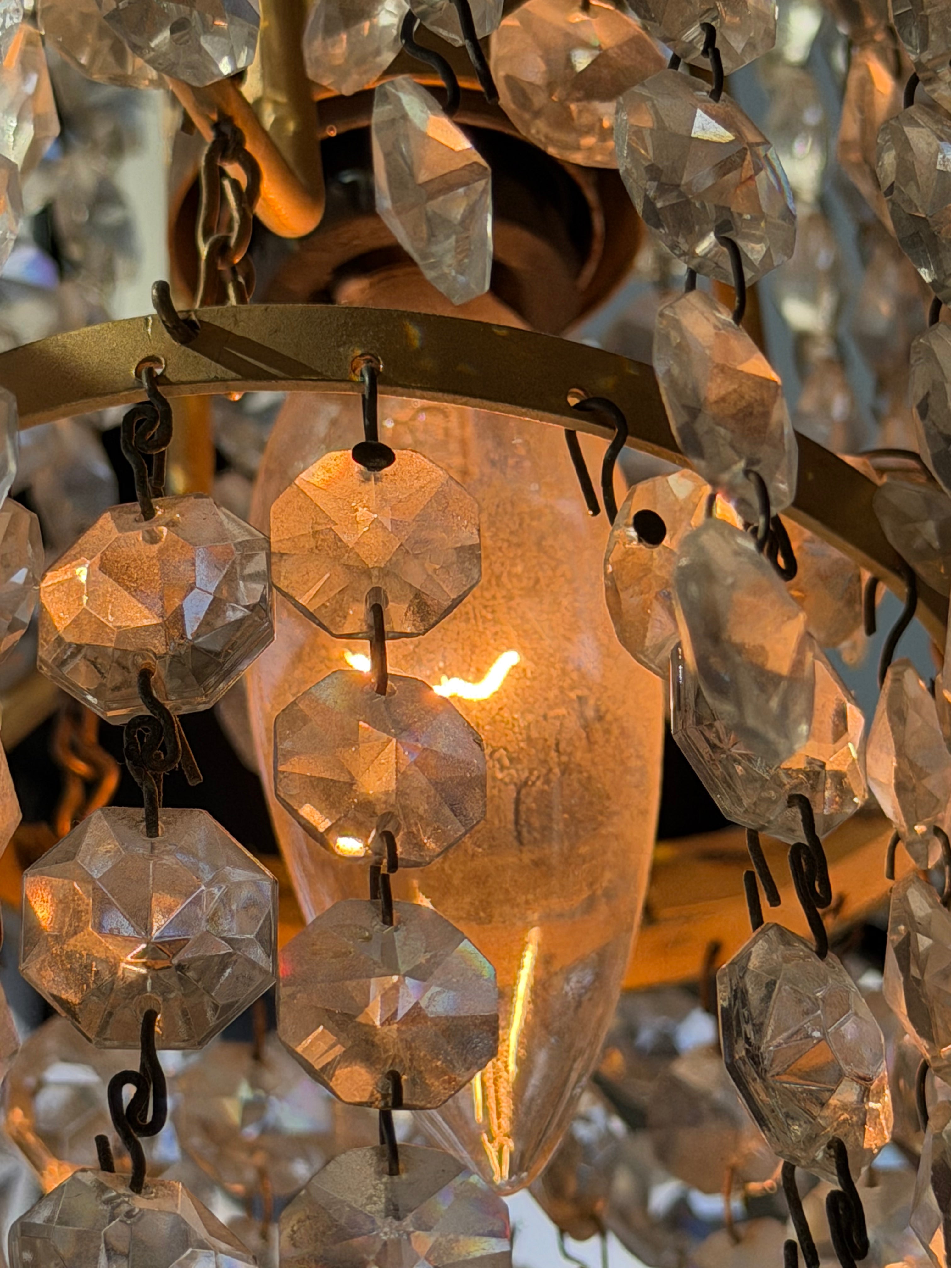 Antique Crystal + Brass Pendant Light Lighting CANDID HOME