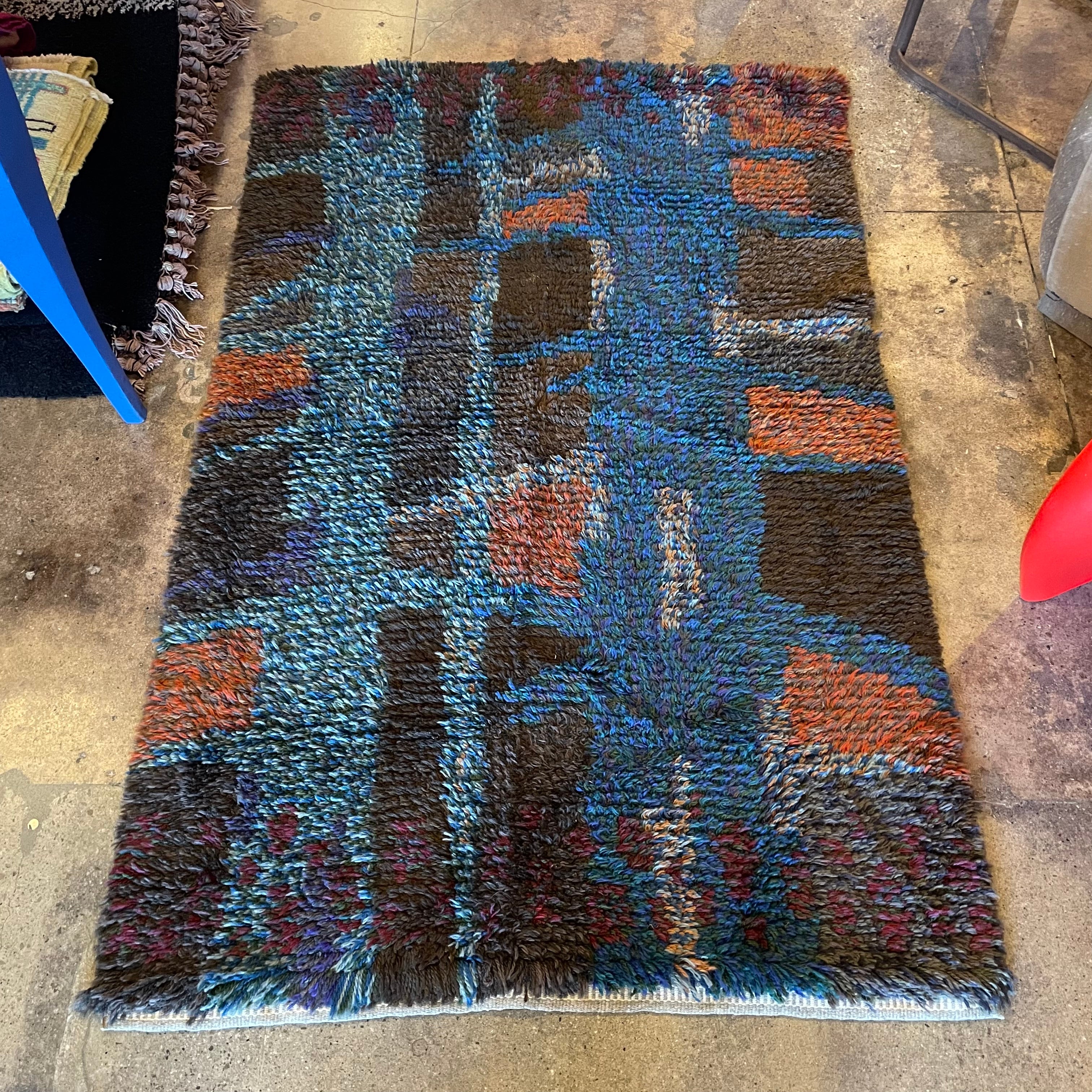 1970's Swedish Rya Shag Rug - 37" x 68" Rugs CANDID HOME