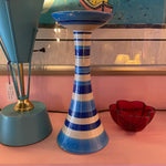 Vintage Striped Ceramic Pedestal Pillar Candle Holder Stand CANDID HOME   
