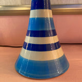 Vintage Striped Ceramic Pedestal Pillar Candle Holder Stand CANDID HOME   