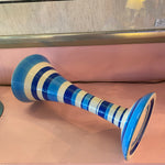 Vintage Striped Ceramic Pedestal Pillar Candle Holder Stand CANDID HOME   