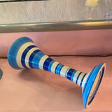 Vintage Striped Ceramic Pedestal Pillar Candle Holder Stand CANDID HOME   