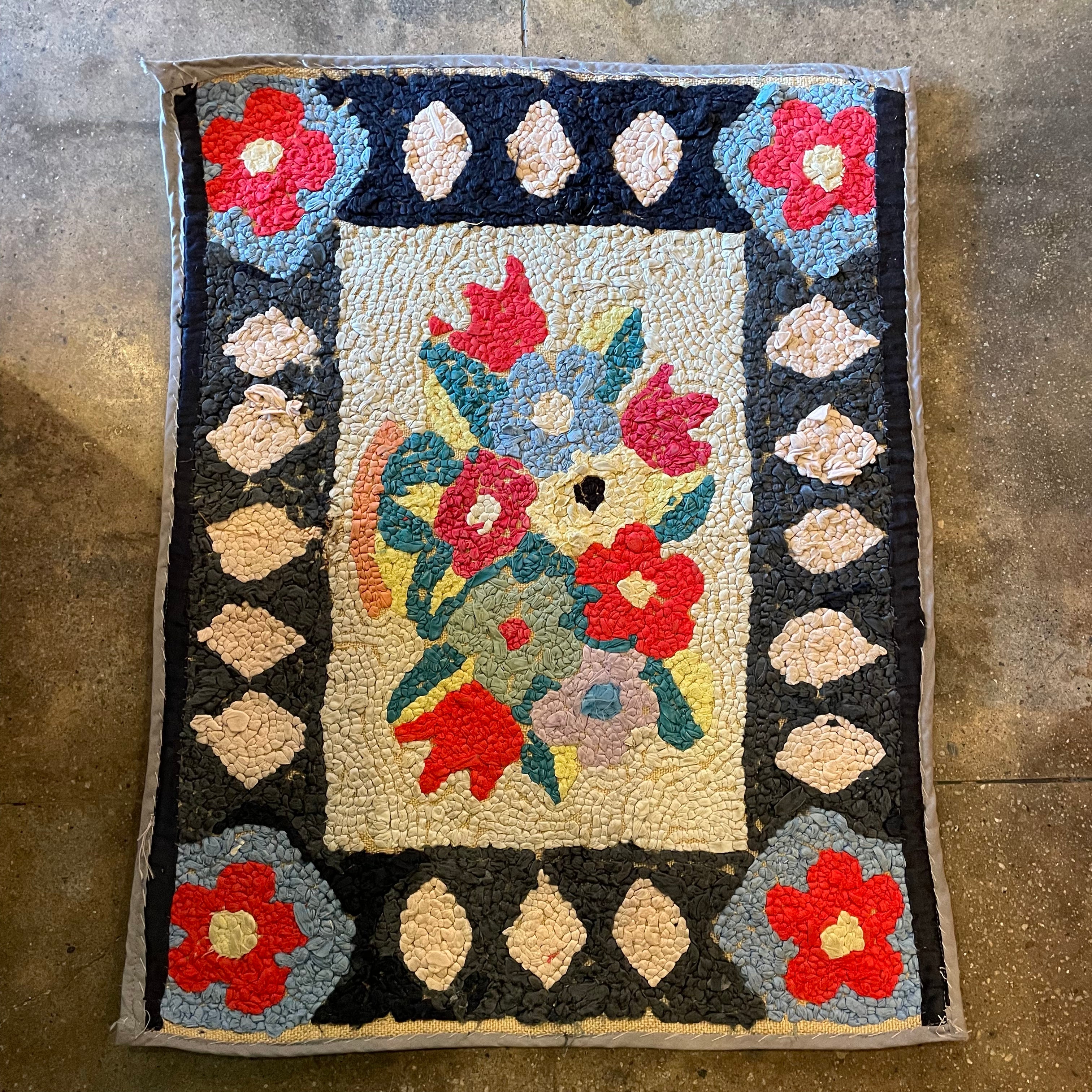 Early 1900's American Rag Rug - 20" x 24" Rugs CANDID HOME