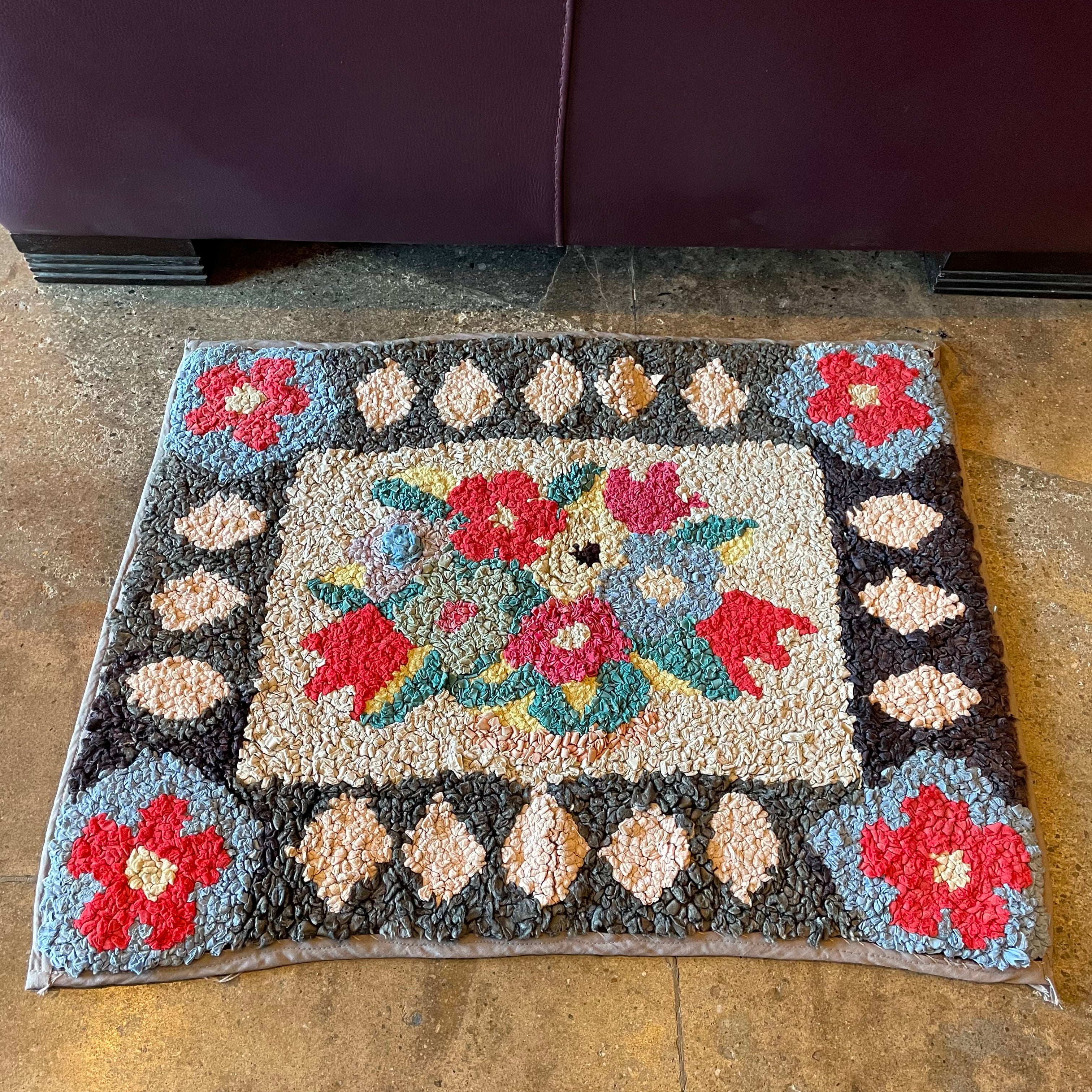 Early 1900's American Rag Rug - 20" x 24" Rugs CANDID HOME
