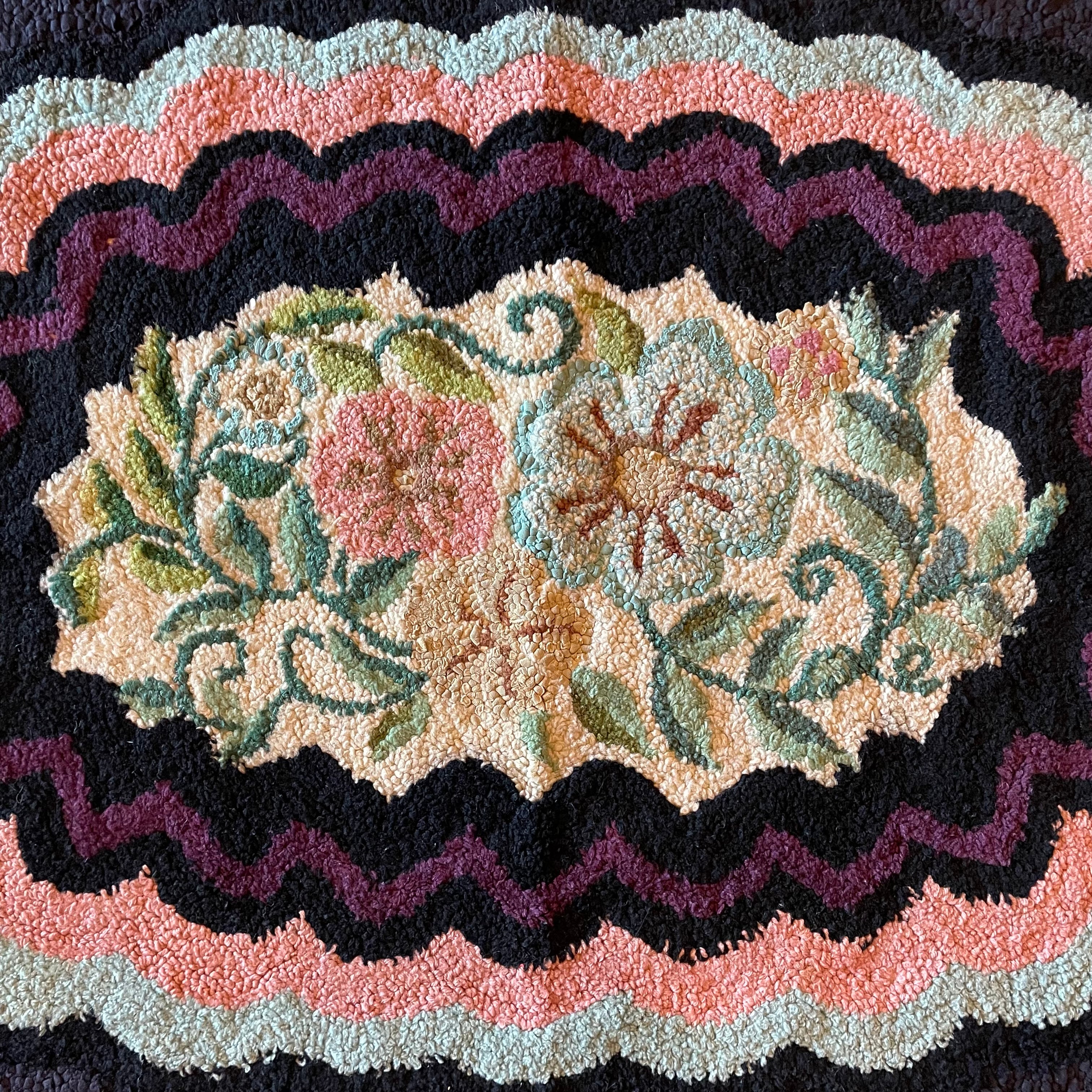 Early 1900's American Rag Rug - 23" x 35" Rugs CANDID HOME