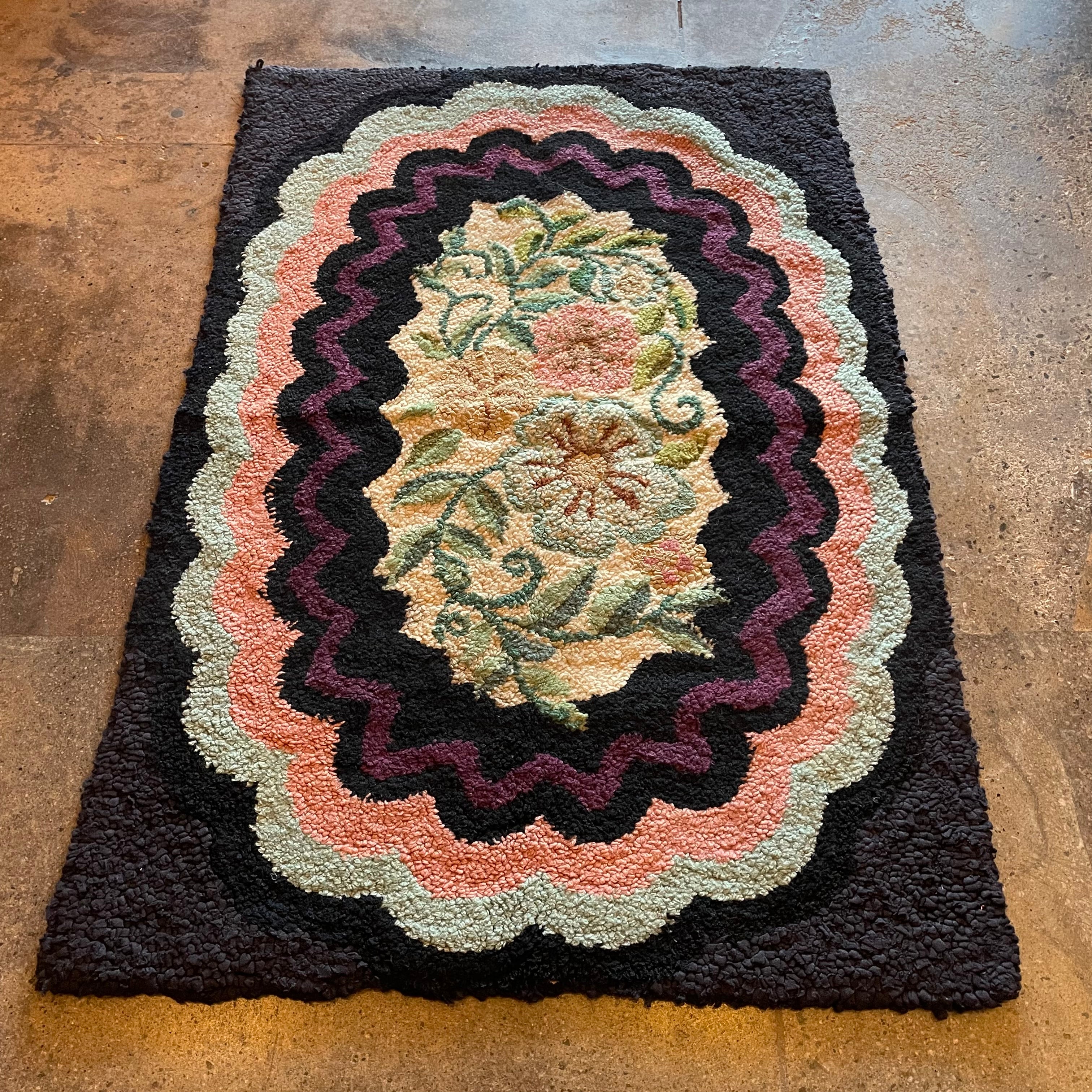 Early 1900's American Rag Rug - 23" x 35" Rugs CANDID HOME