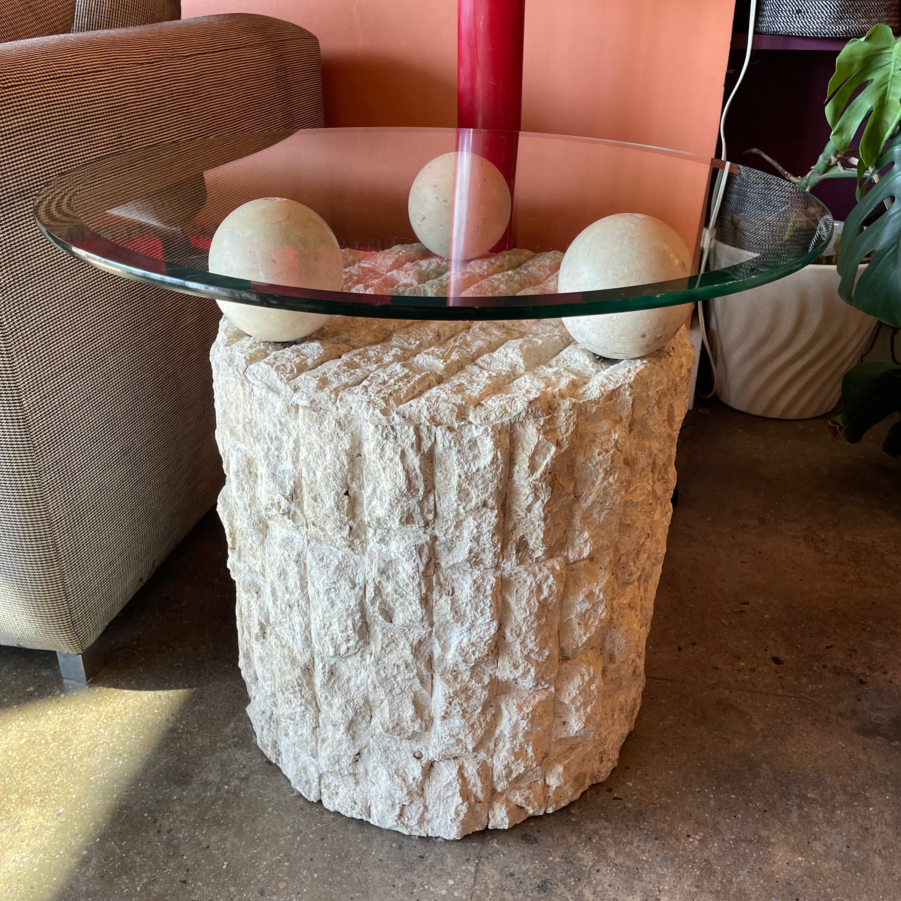 1980's Mactan Stone Side Table Tables CANDID HOME