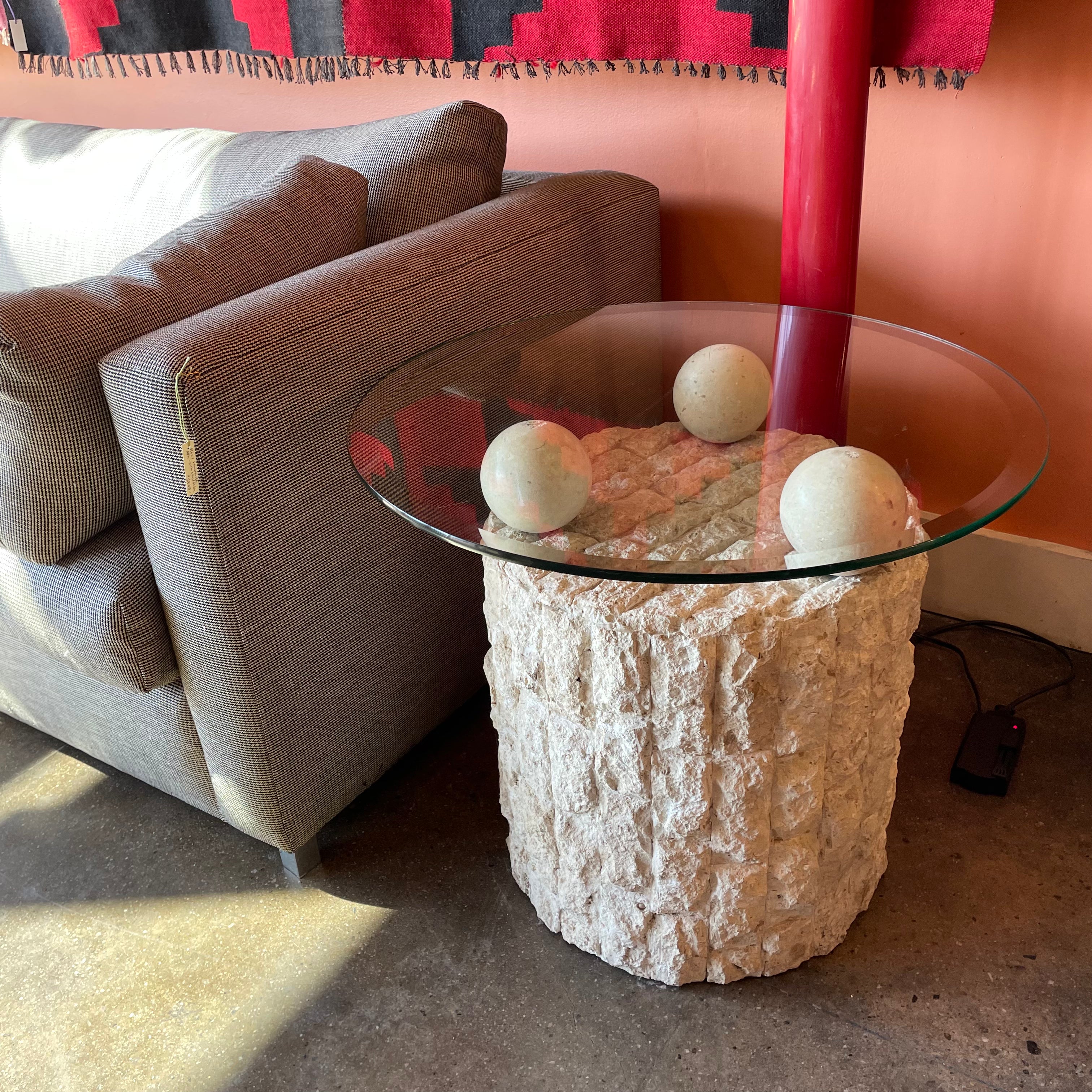 1980's Mactan Stone Side Table Tables CANDID HOME