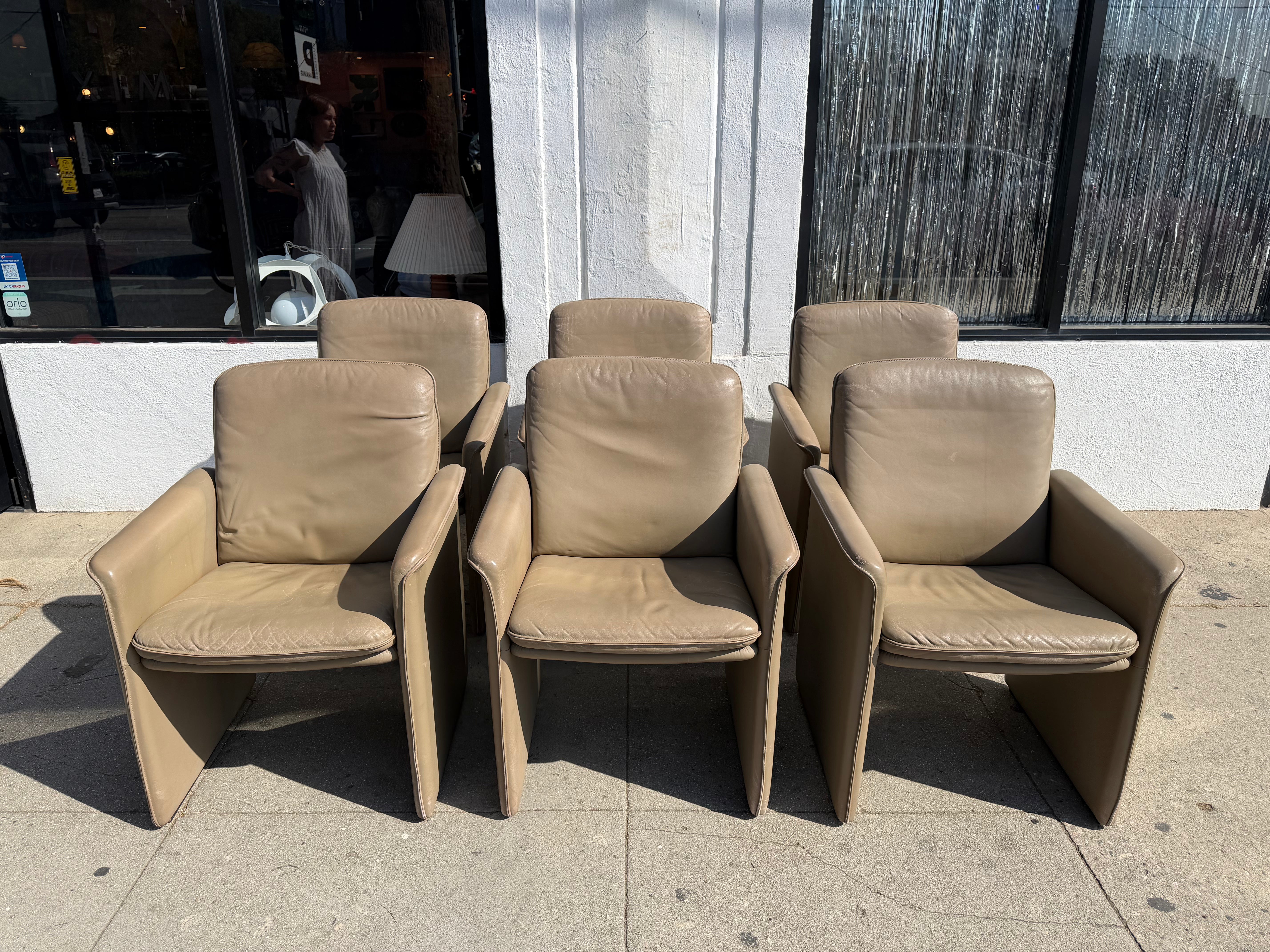 1970's Vintage De Sede x Stendig Leather Dining Chairs - Set of 6 Dining Chairs CANDID HOME
