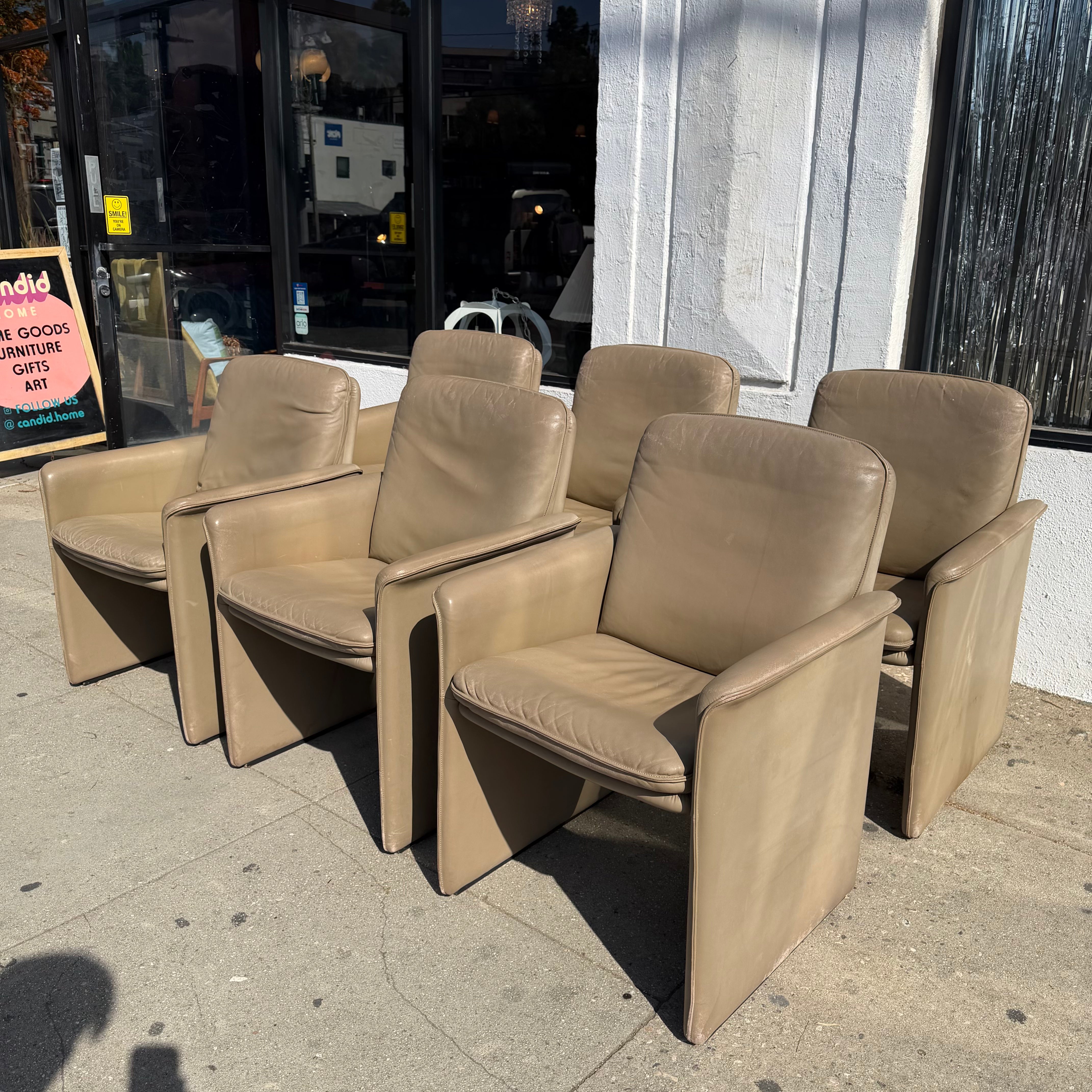 1970's Vintage De Sede x Stendig Leather Dining Chairs - Set of 6 Dining Chairs CANDID HOME
