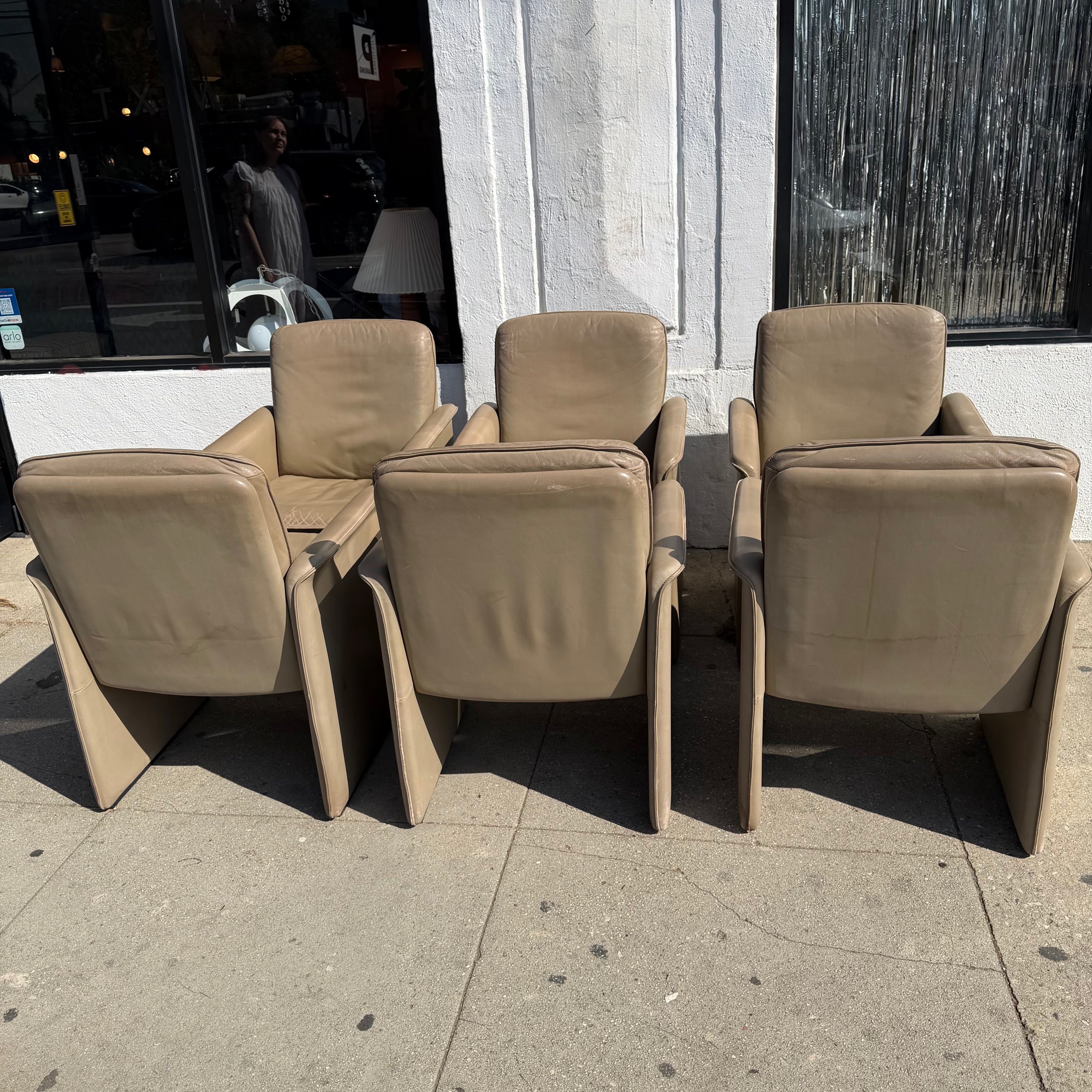 1970's Vintage De Sede x Stendig Leather Dining Chairs - Set of 6 Dining Chairs CANDID HOME
