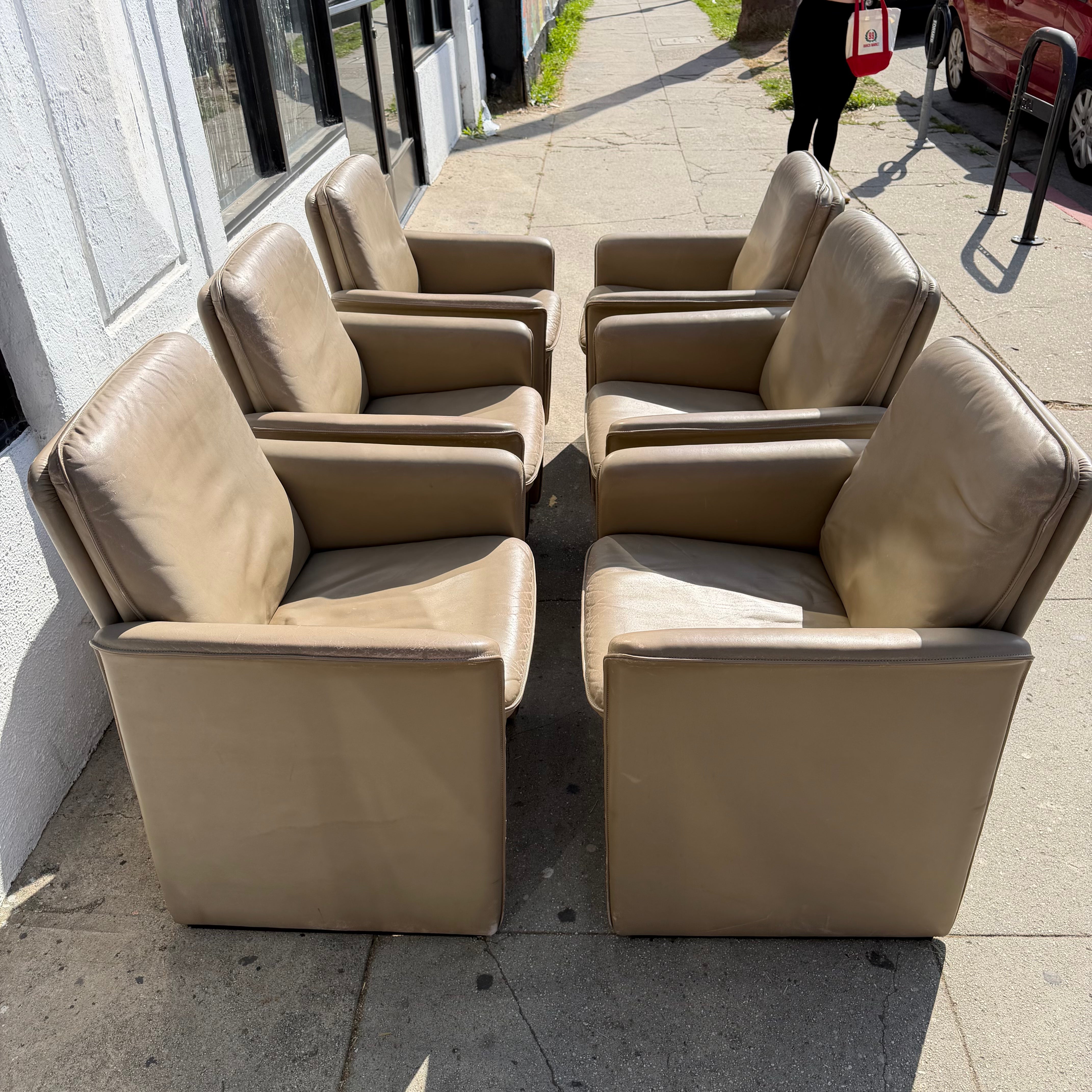 1970's Vintage De Sede x Stendig Leather Dining Chairs - Set of 6 Dining Chairs CANDID HOME