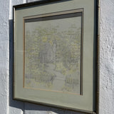 1970's "Invitation" Framed Watercolor + Ink by Seth Jabin Art CANDID HOME