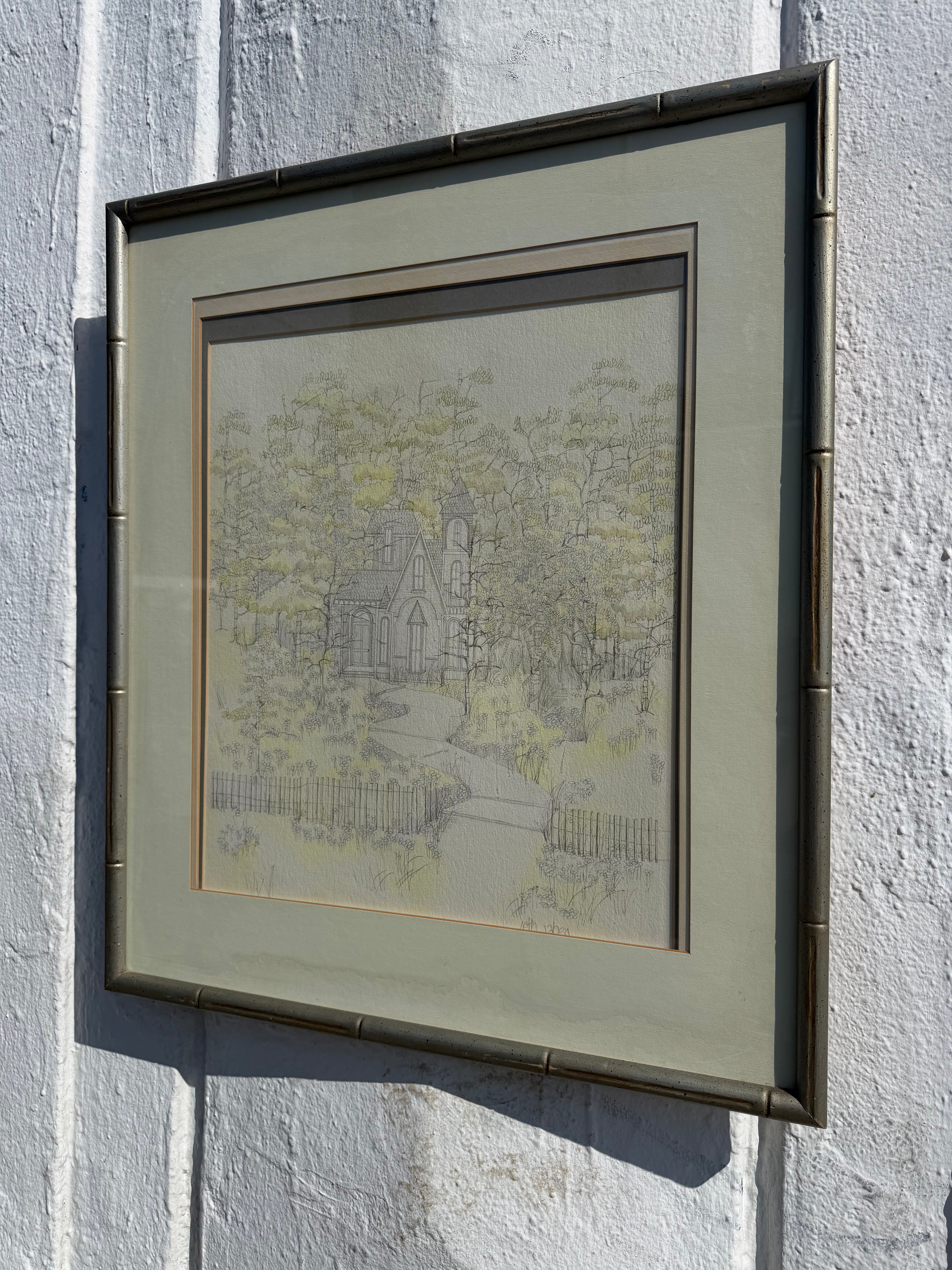 1970's "Invitation" Framed Watercolor + Ink by Seth Jabin Art CANDID HOME