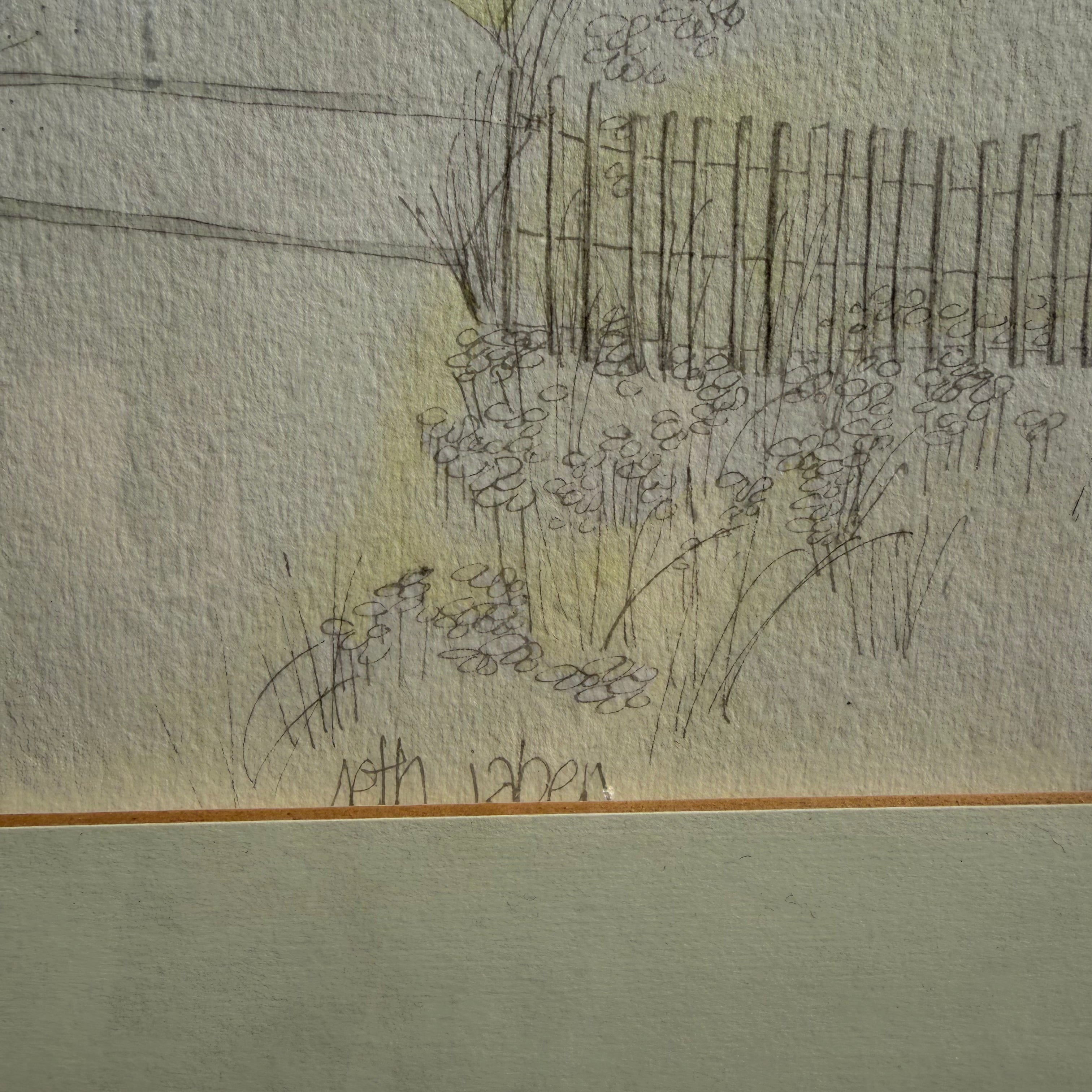 1970's "Invitation" Framed Watercolor + Ink by Seth Jabin Art CANDID HOME