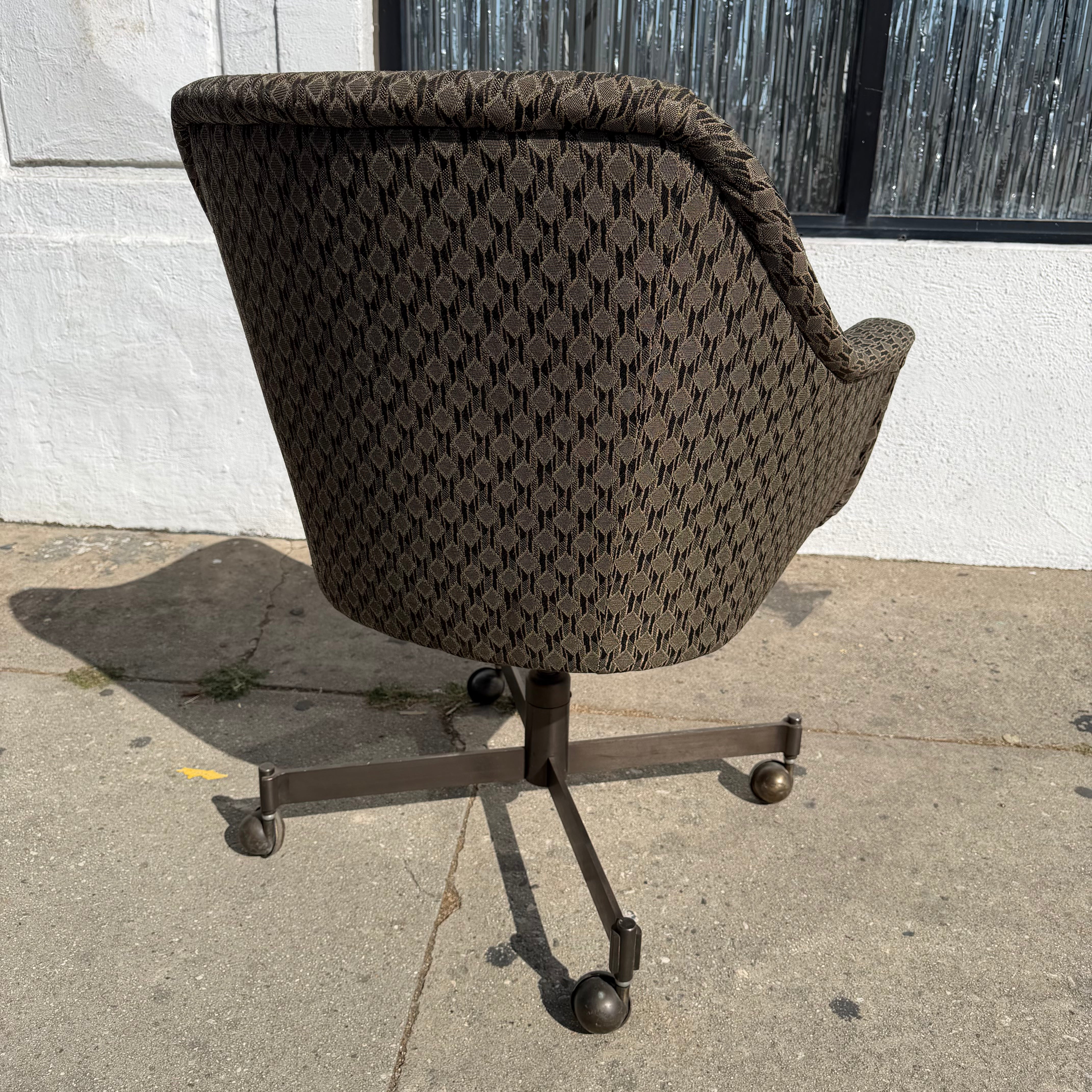 1970's Vintage Upholstered Swivel Desk Chair office chair CANDID HOME
