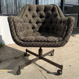 1970's Vintage Upholstered Swivel Desk Chair office chair CANDID HOME
