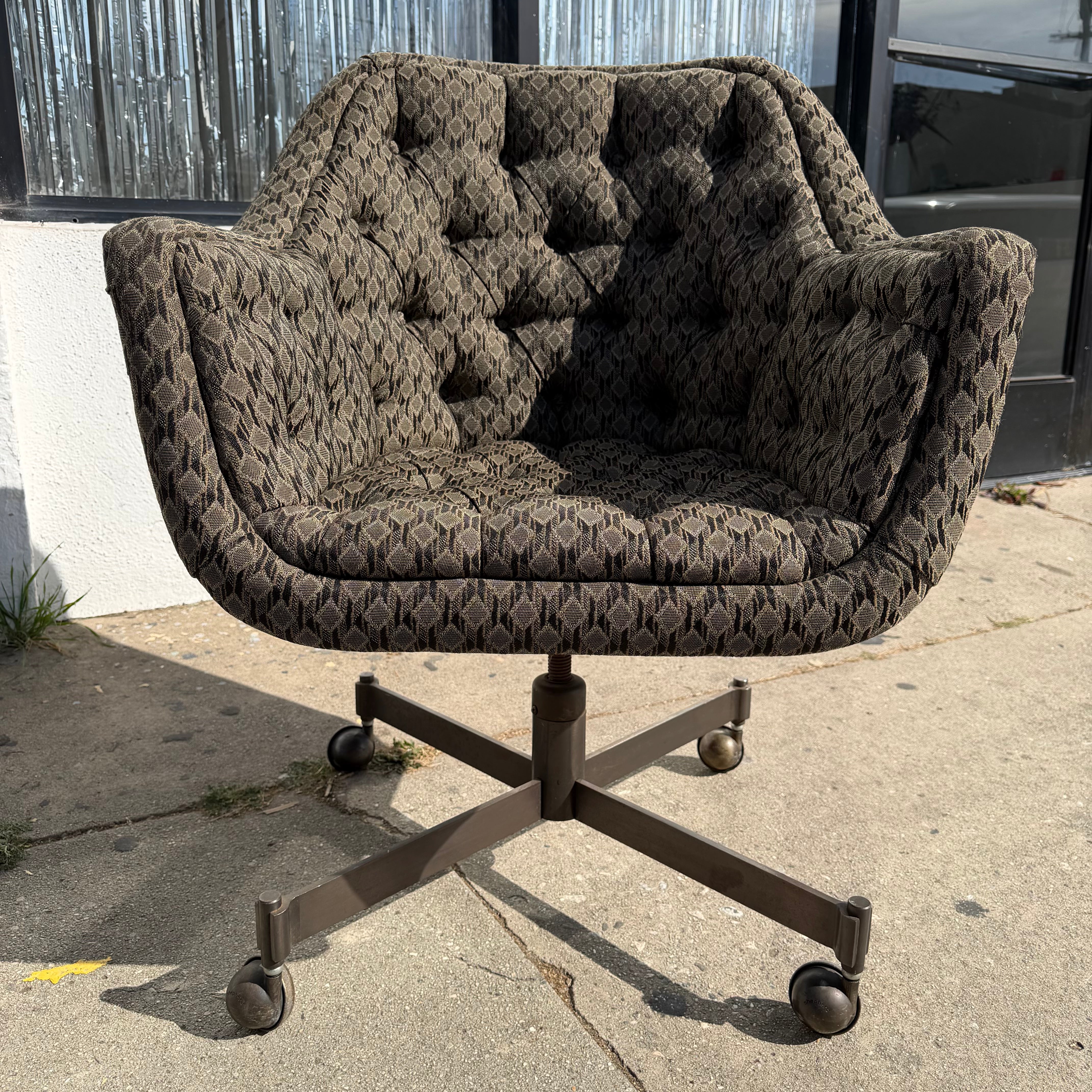 1970's Vintage Upholstered Swivel Desk Chair office chair CANDID HOME