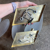 1950's Vintage Brass + Glass Leaf Sconces - A Pair