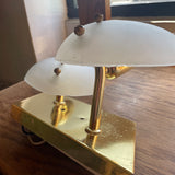 1950's Vintage Brass + Glass Leaf Sconces - A Pair